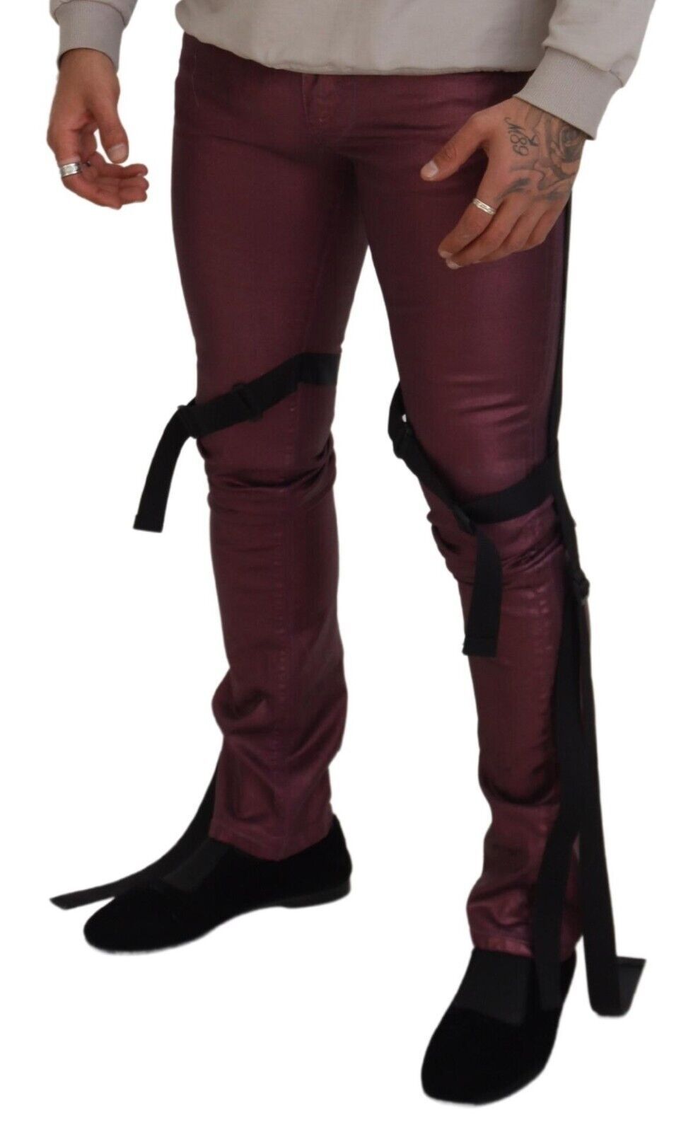 Dolce & Gabbana Magenta Cotton Men Casual Harness Denim Men's Jeans