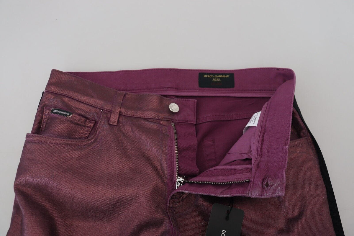 Dolce & Gabbana Magenta Cotton Men Casual Harness Denim Men's Jeans