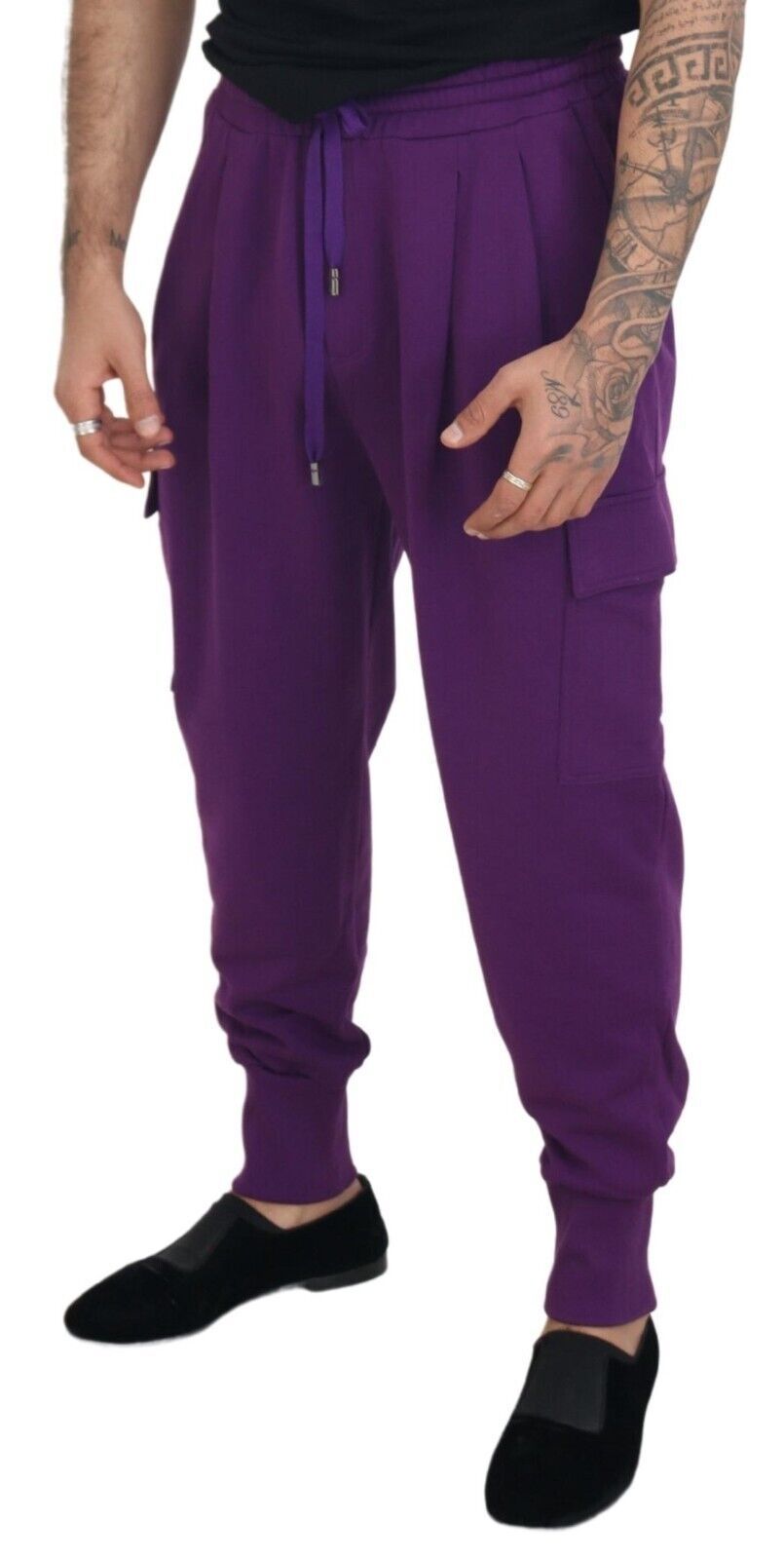 Dolce & Gabbana Elegant Purple Cotton Cargo Men's Sweatpants