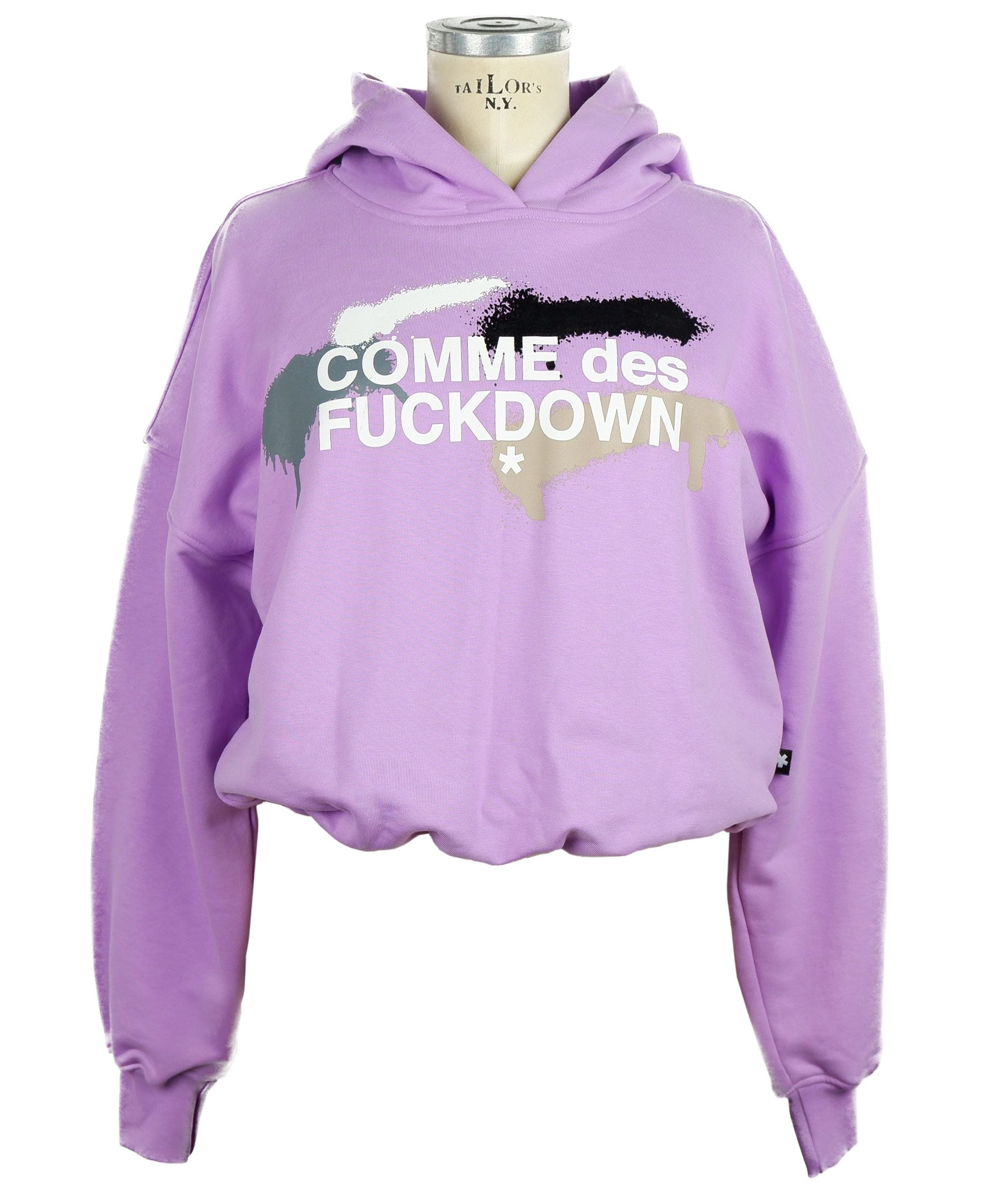 Comme Des Fuckdown Chic Purple Hooded Sweatshirt with Logo Women's Print