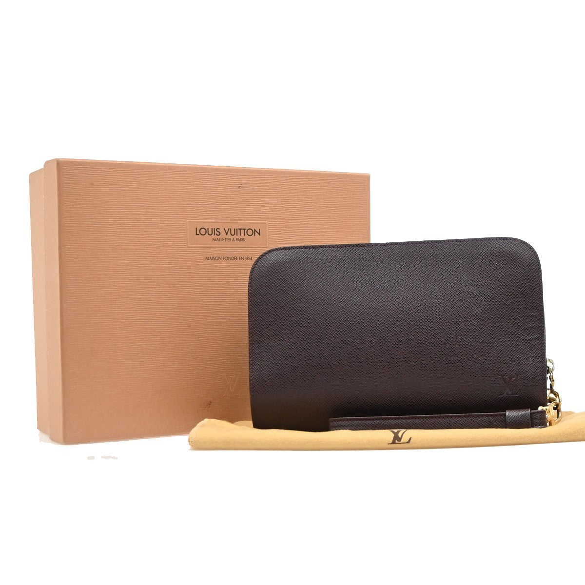 Louis Vuitton Pochette Baikal Clutch Taiga Leather Burgundy Leather Clutche & Pouche Bag (Pre-Owned)