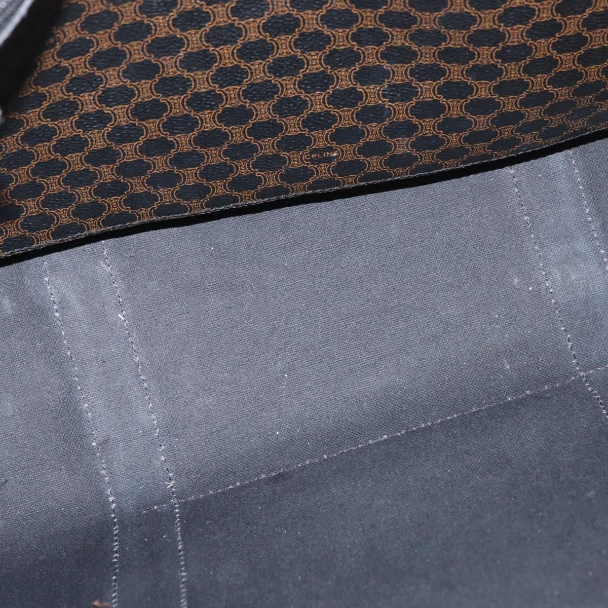 Celine Vintage Macadam Shopper Tote Coated Canvas Black Canvas Tote Bag Bag (Pre-Owned)