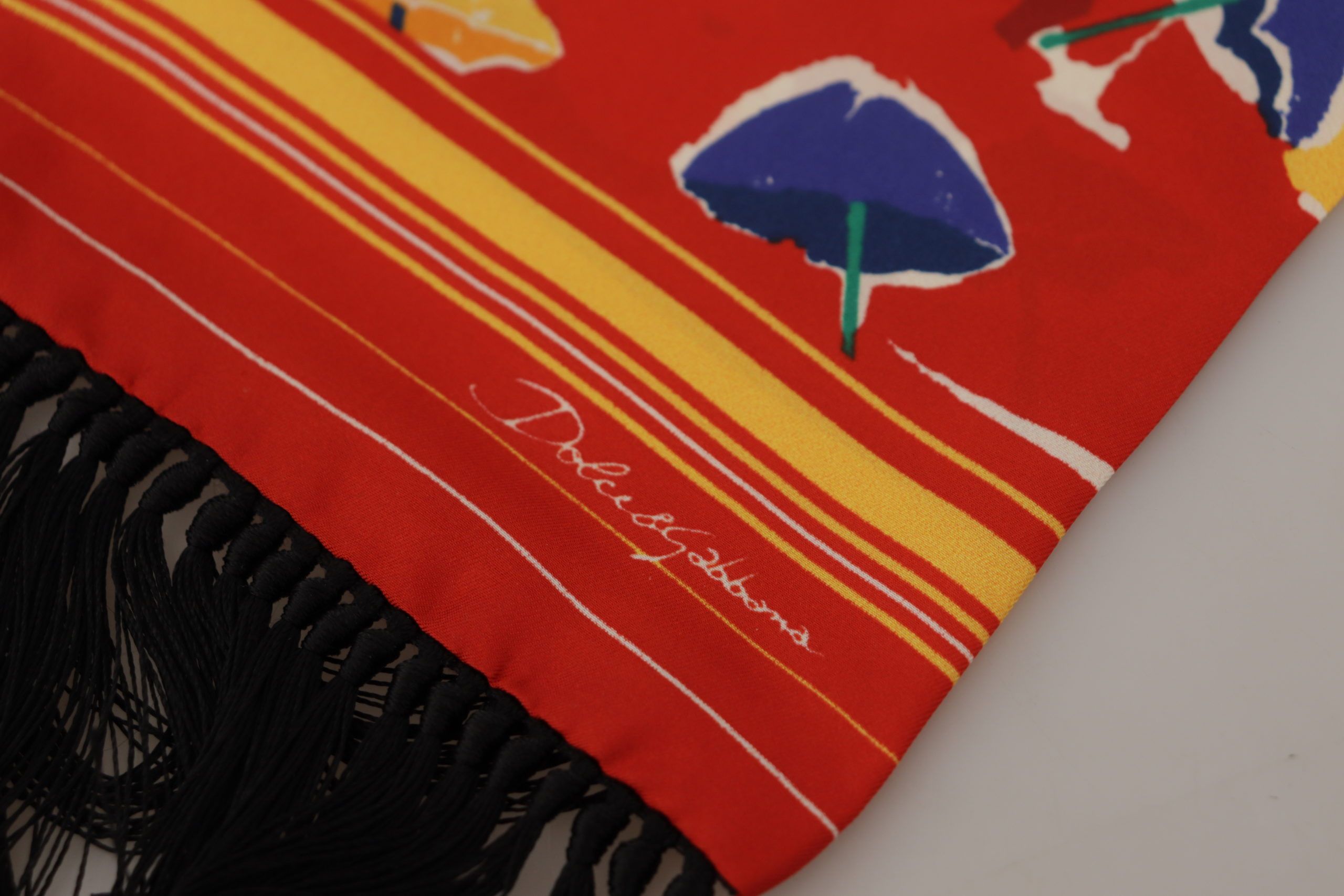 Dolce & Gabbana Multicolor DG Umbrellas Print Shawl Fringe Men's Scarf