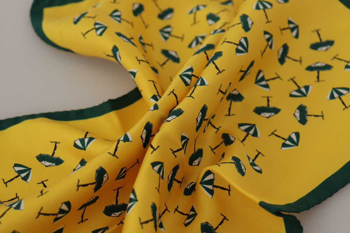 Dolce & Gabbana Yellow Printed DG Logo Square Mens Handkerchief Men's Scarf
