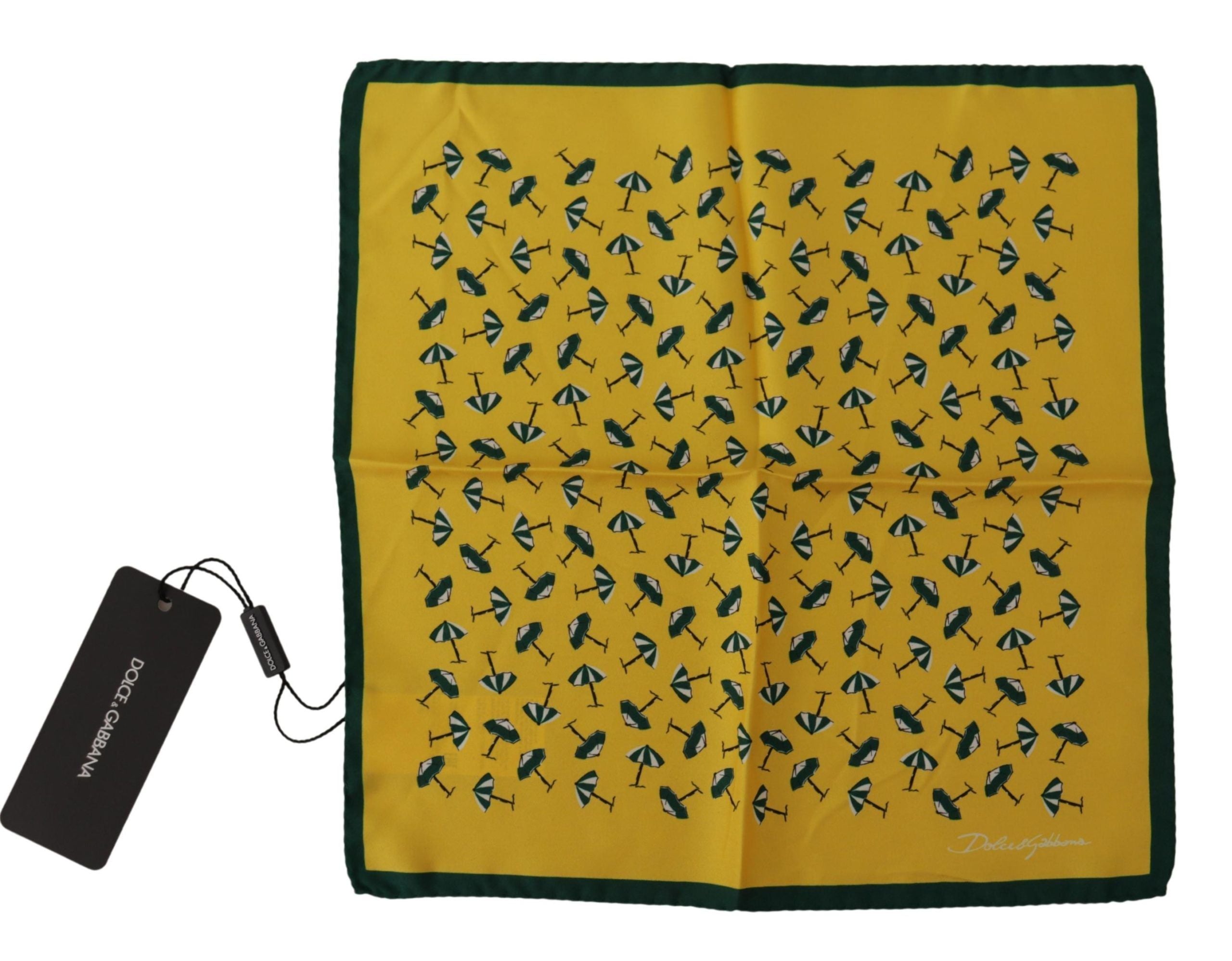 Dolce & Gabbana Yellow Printed DG Logo Square Mens Handkerchief Men's Scarf