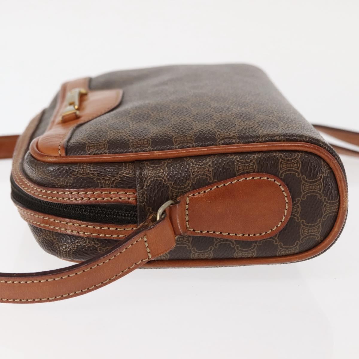 Celine Macadam Shoulder Pvc Leather Brown Canvas Bag (Pre-Owned)