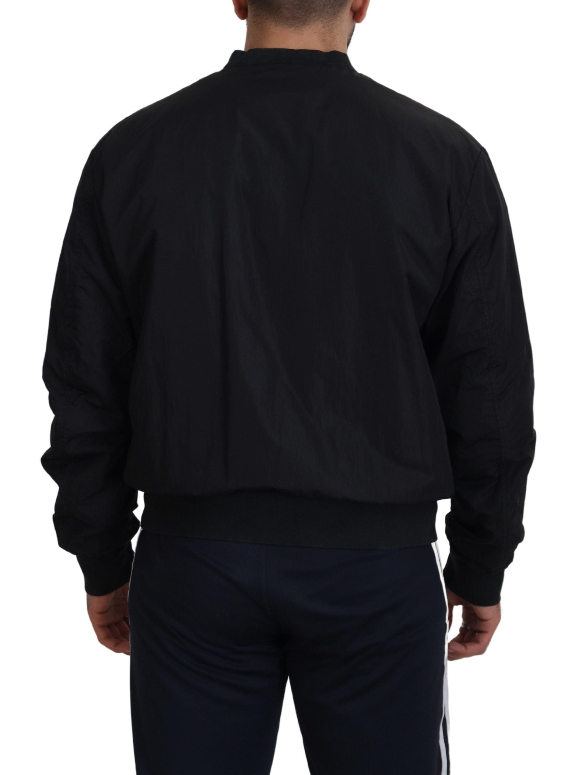 Dolce & Gabbana Black Nylon Logo Bomber Zipper Men's Jacket