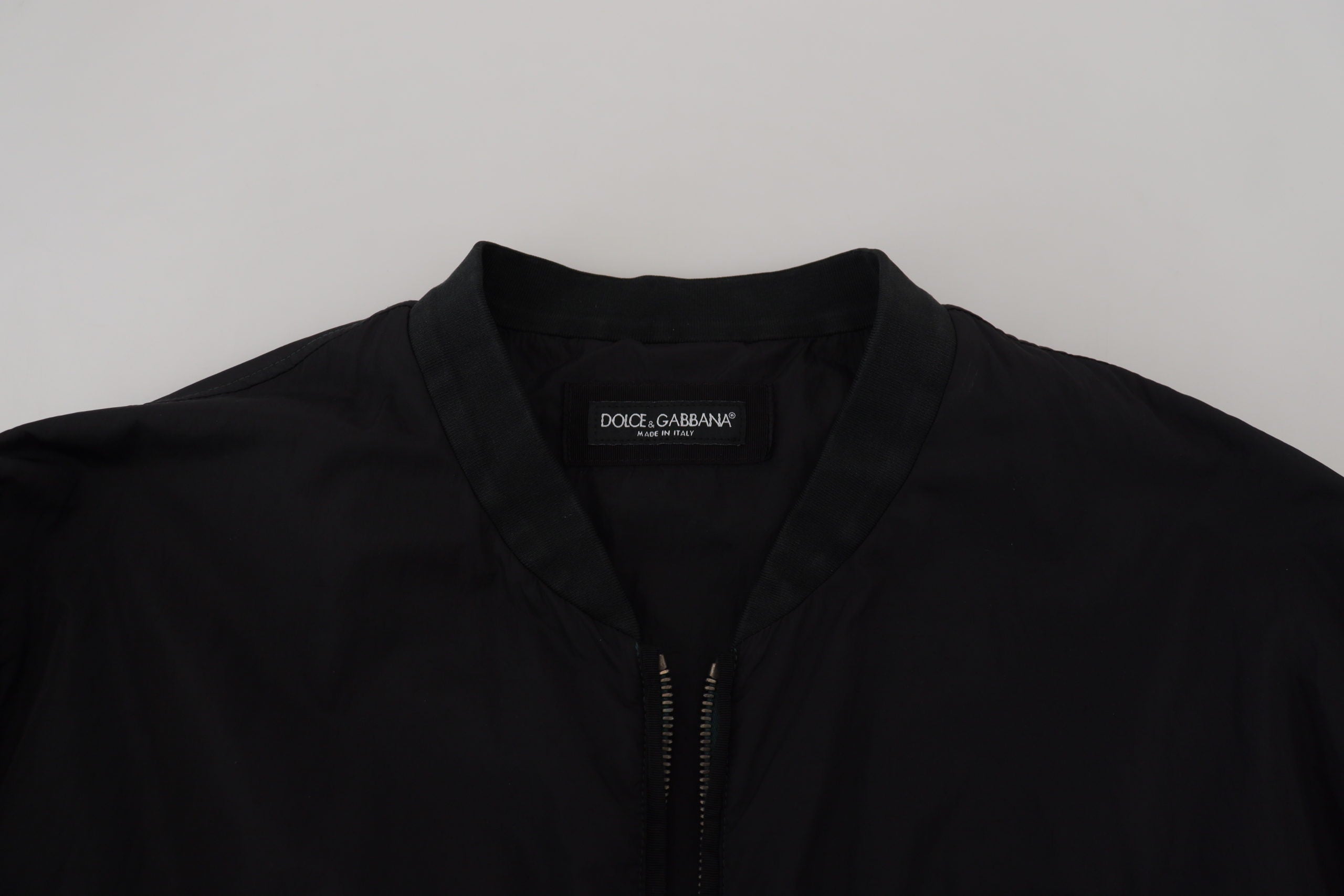 Dolce & Gabbana Black Nylon Logo Bomber Zipper Men's Jacket