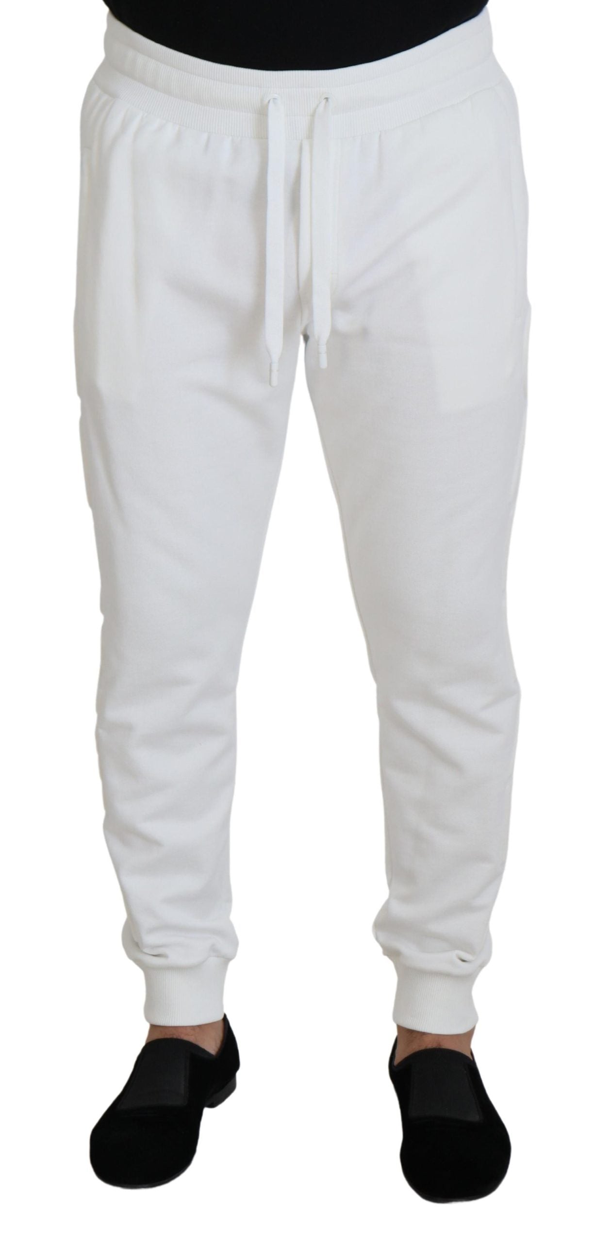 Dolce & Gabbana White Sport Logo Cotton SweatMen's Trousers Men's Pants
