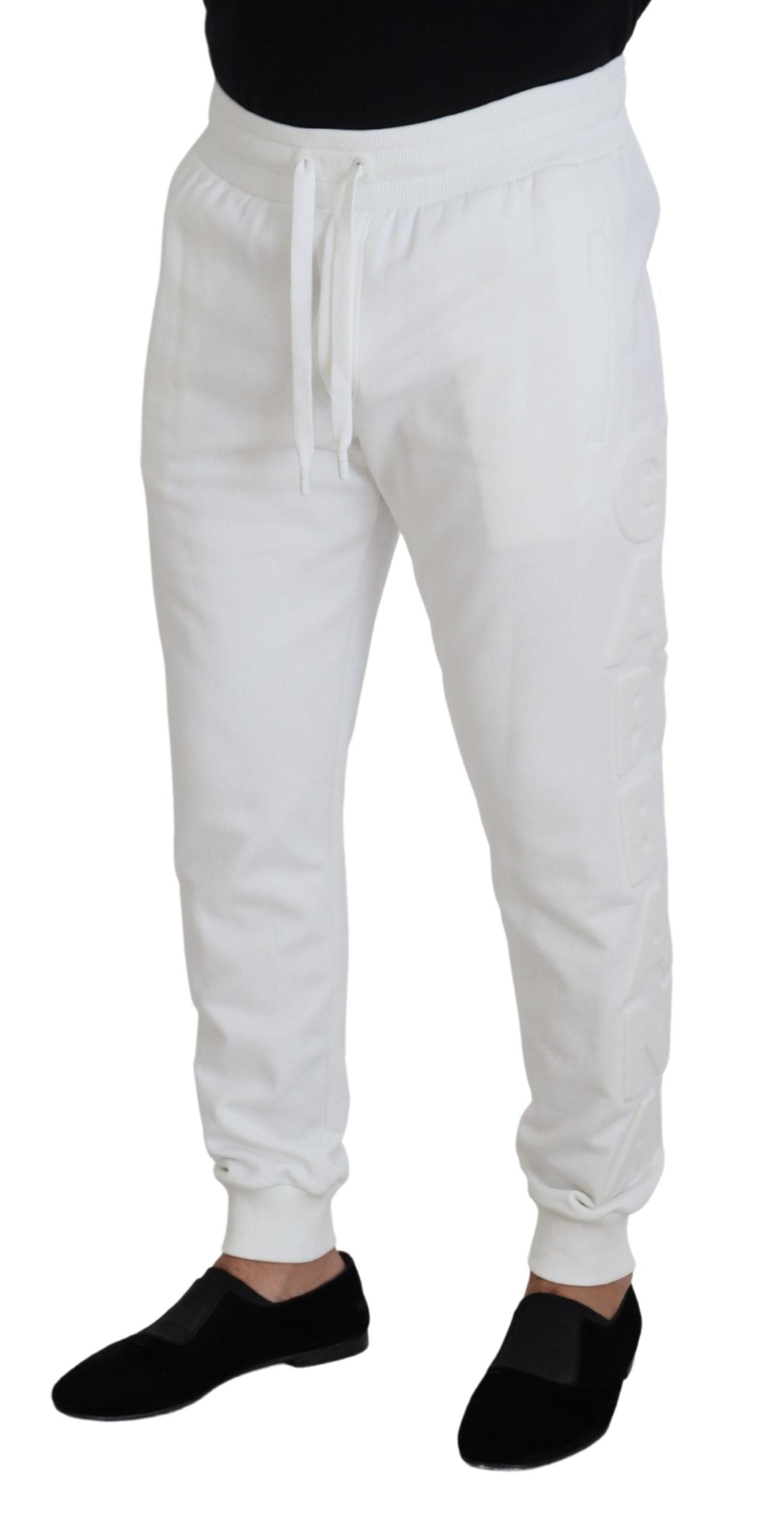 Dolce & Gabbana White Sport Logo Cotton SweatMen's Trousers Men's Pants