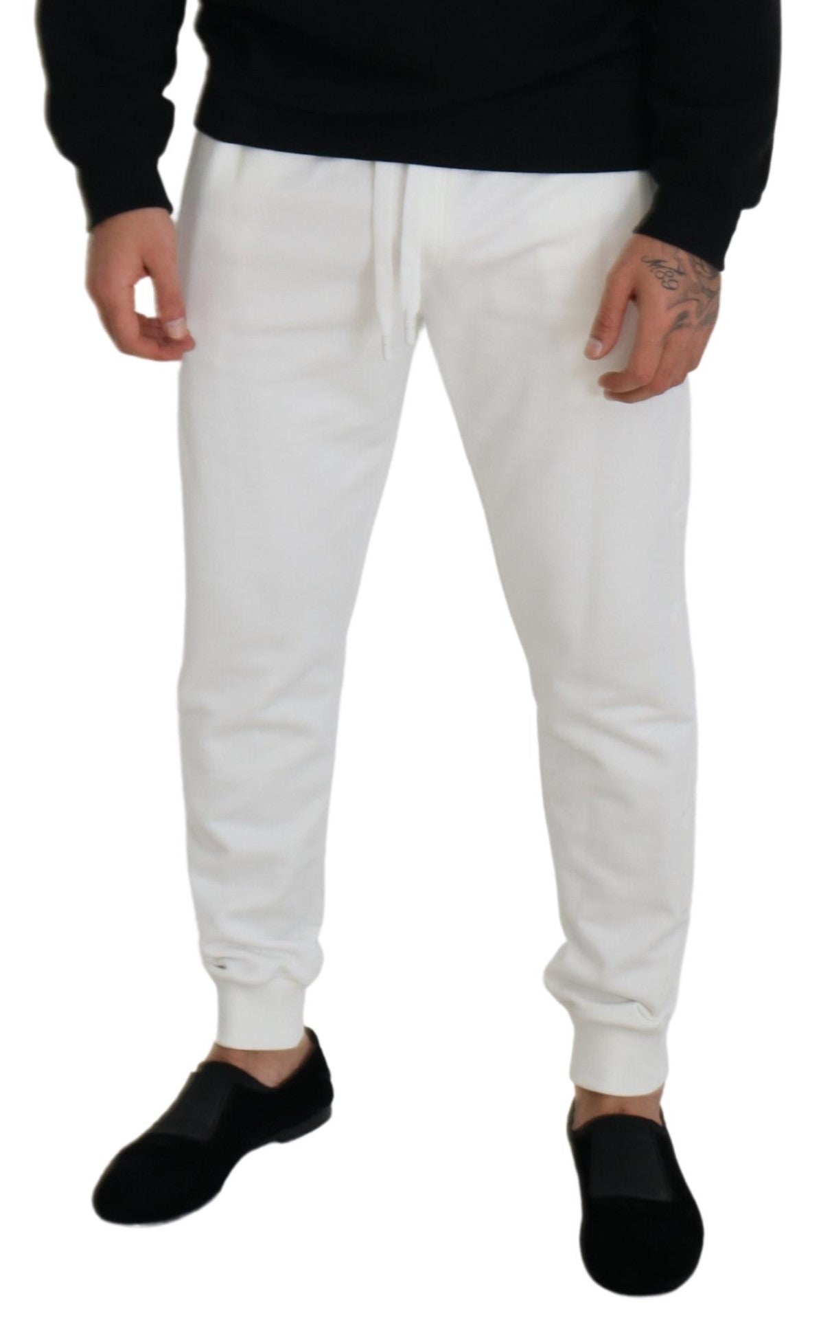 Dolce & Gabbana White Sport Logo Cotton SweatMen's Trousers Men's Pants