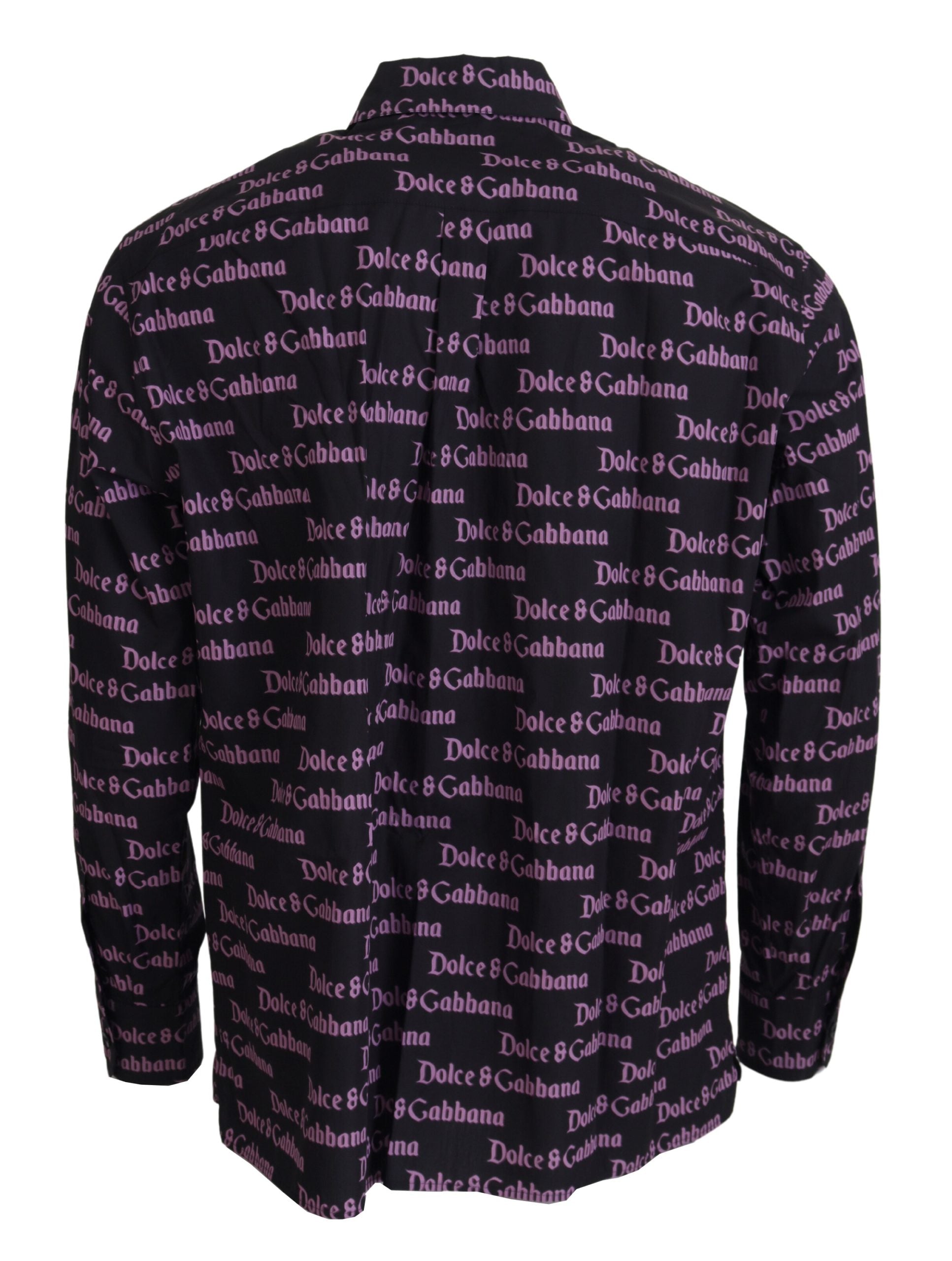 Dolce & Gabbana Black Purple Logo Slim Dress Formal Men's Shirt