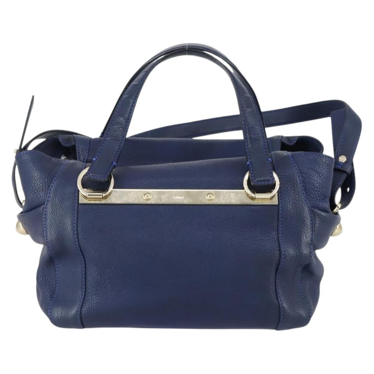 Chloe Bridget Convertible Satchel Leather Navy Leather Handbag (Pre-Owned)