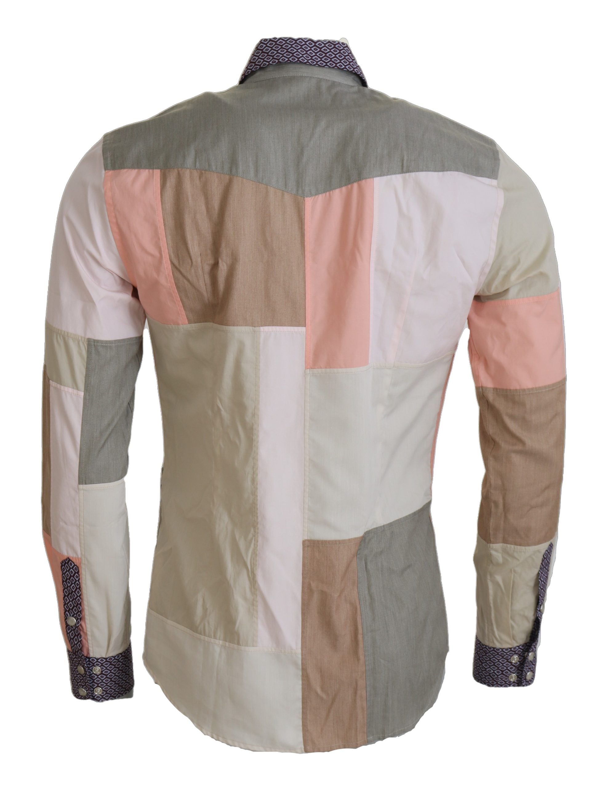 Dolce & Gabbana Multicolor Cotton Patchwork Slim Men's Shirt