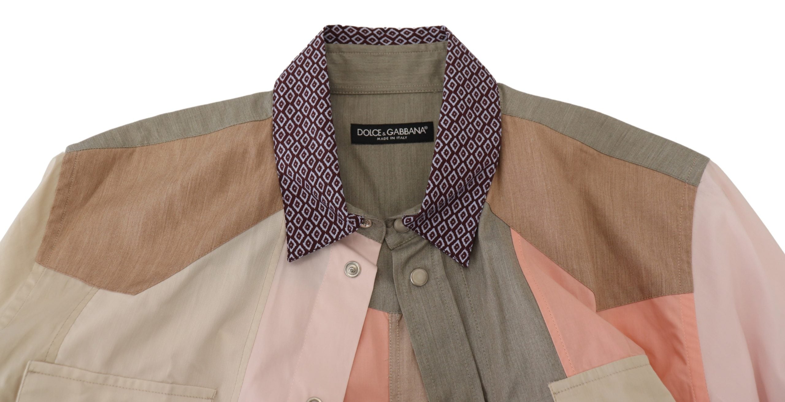 Dolce & Gabbana Multicolor Cotton Patchwork Slim Men's Shirt