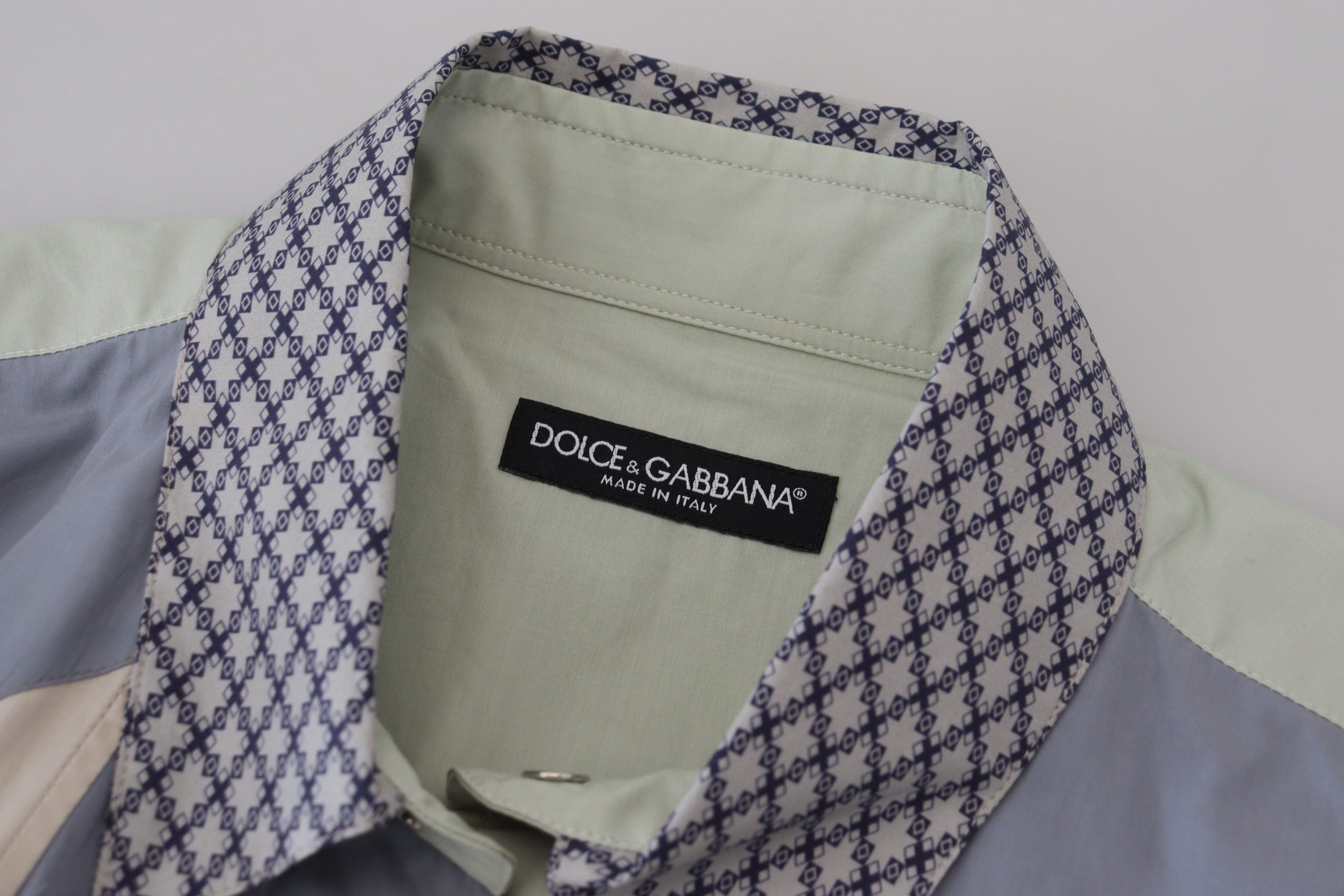Dolce & Gabbana Multicolor Cotton Patchwork Slim Men's Shirt