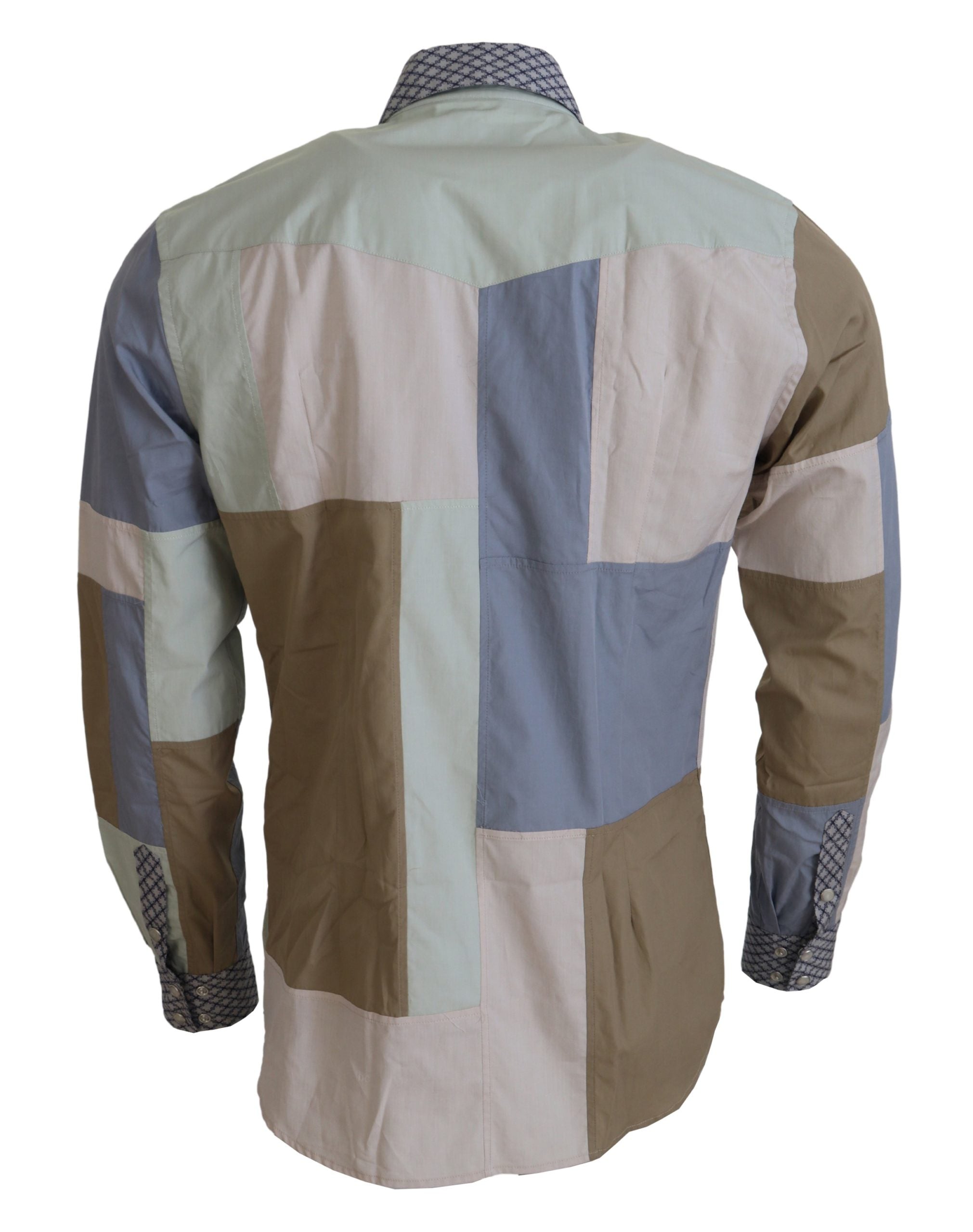 Dolce & Gabbana Multicolor Cotton Patchwork Slim Men's Shirt