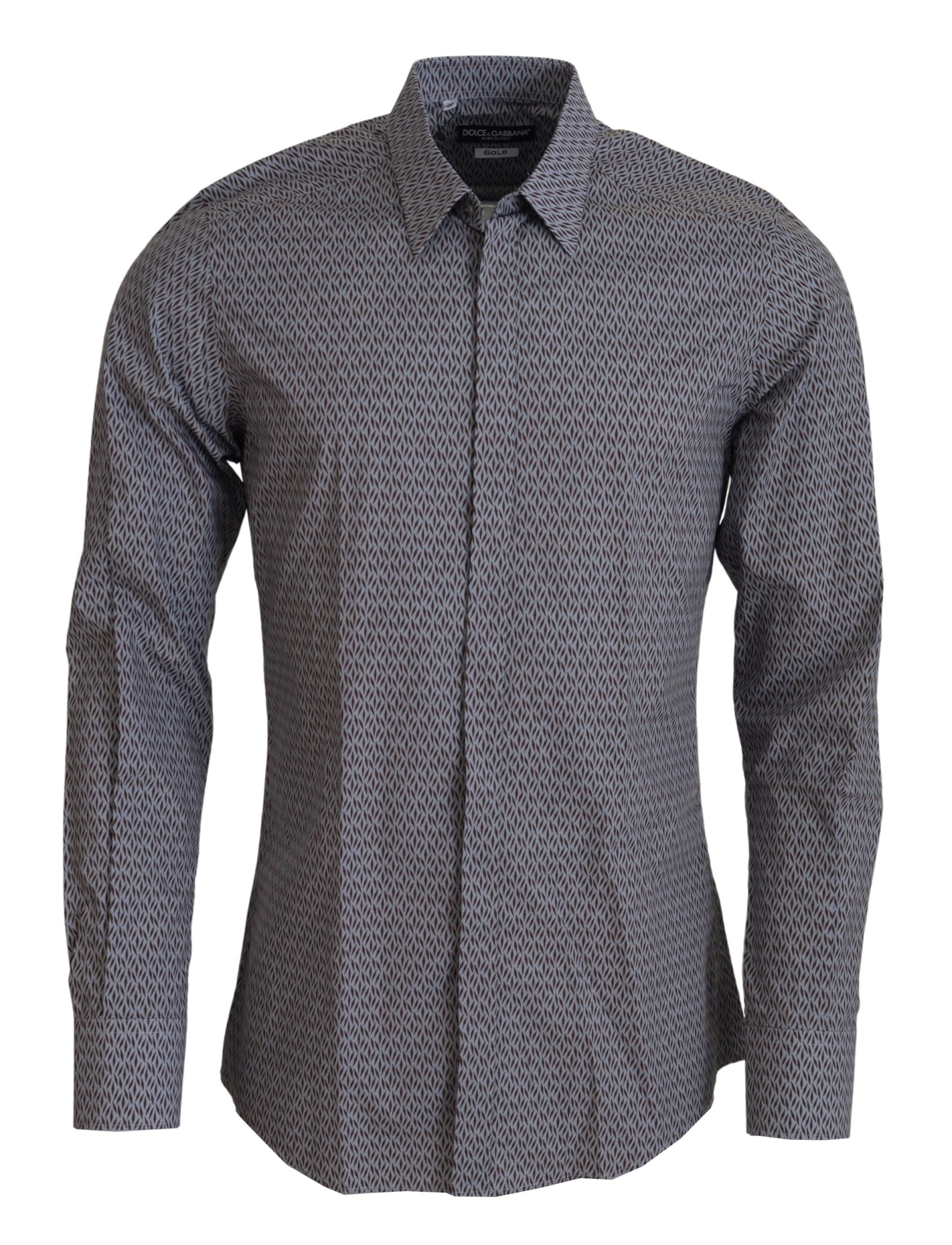 Dolce & Gabbana Gray Brown GOLD Slim Fit Dress Formal Men's Shirt