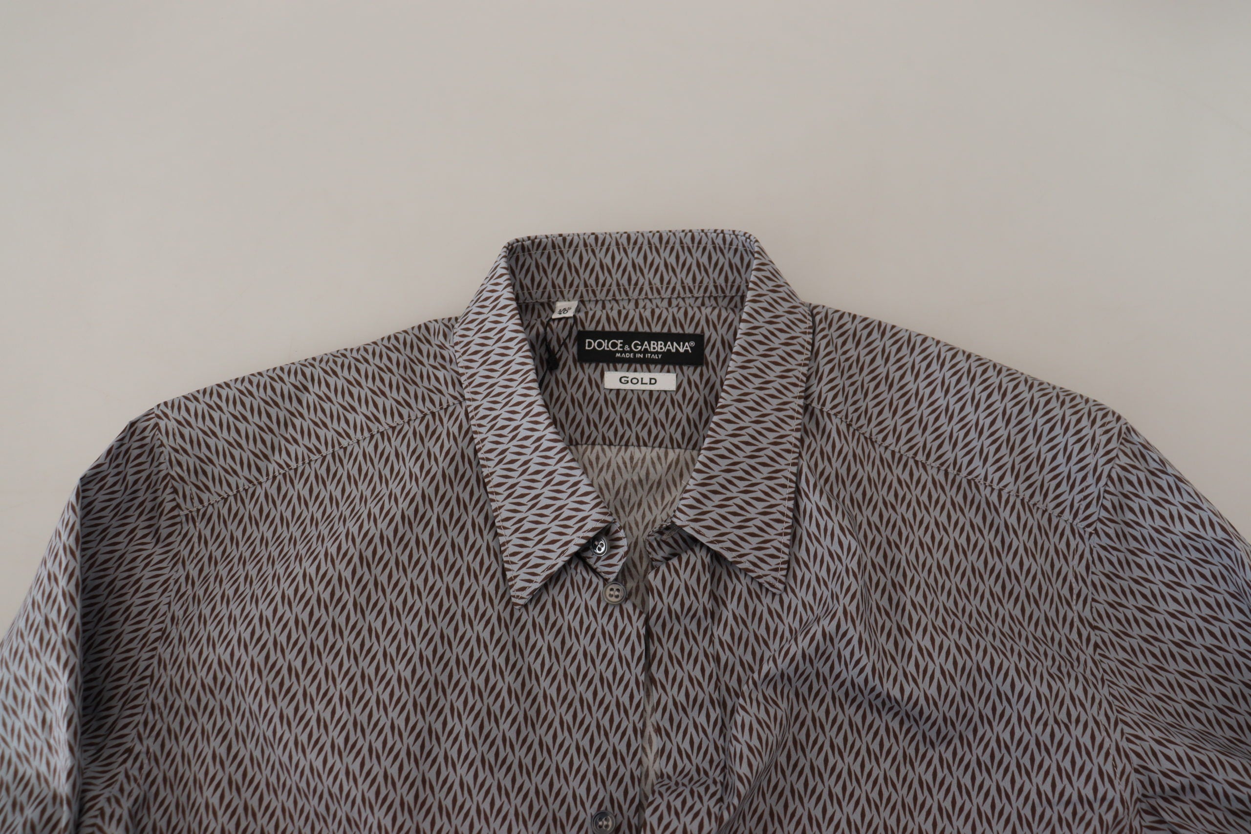 Dolce & Gabbana Gray Brown GOLD Slim Fit Dress Formal Men's Shirt