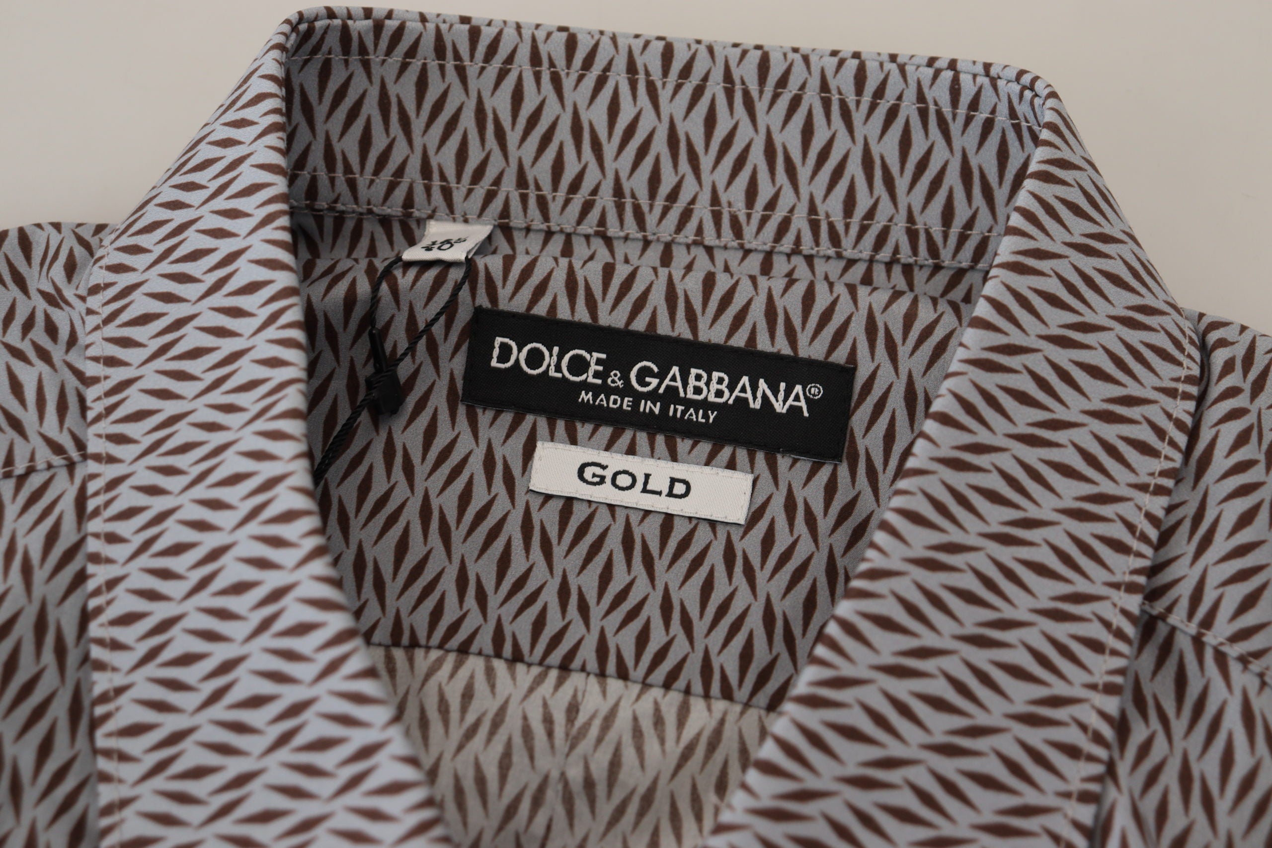 Dolce & Gabbana Gray Brown GOLD Slim Fit Dress Formal Men's Shirt