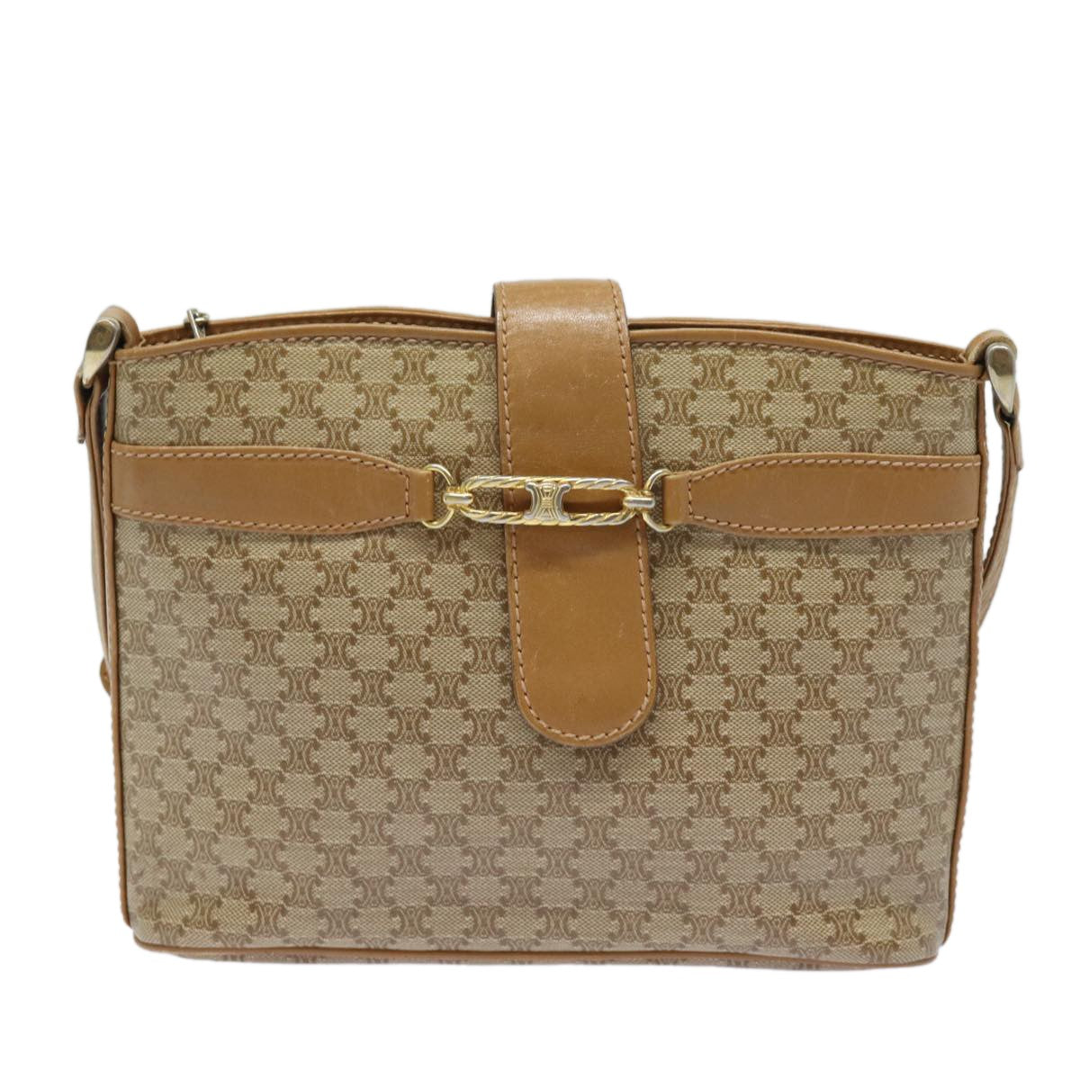 Celine Vintage Macadam Canvas And Leather Beige Canvas Shoulder Bag Bag (Pre-Owned)