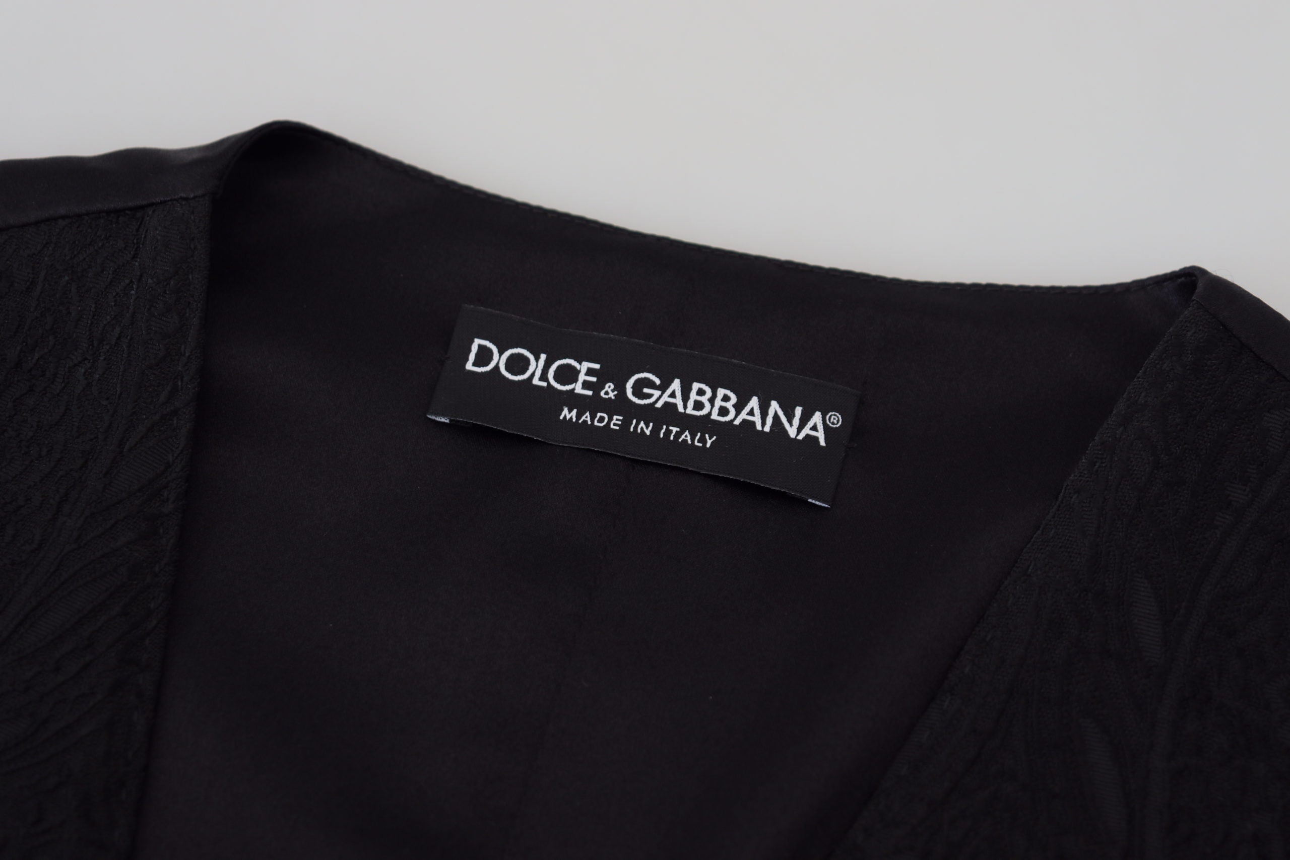 Dolce & Gabbana Black Brocade Button Down Sleeveless Vest Women's Top