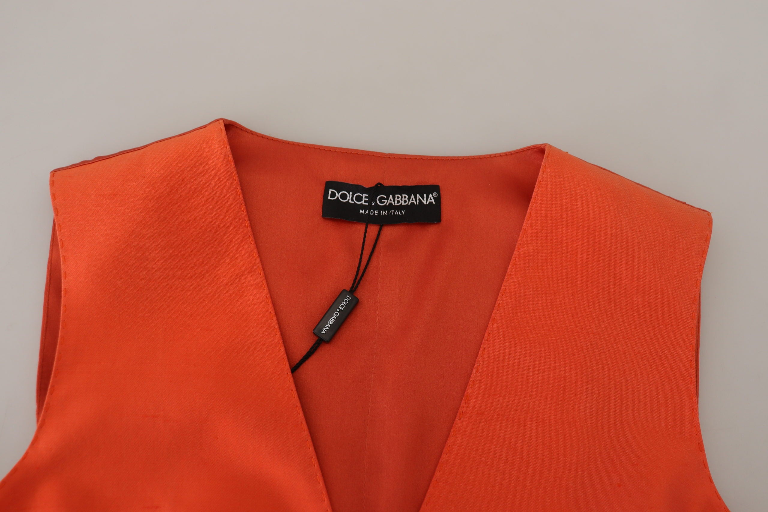 Dolce & Gabbana Orange Sleeveless Waistcoat Cropped Vest Women's Top