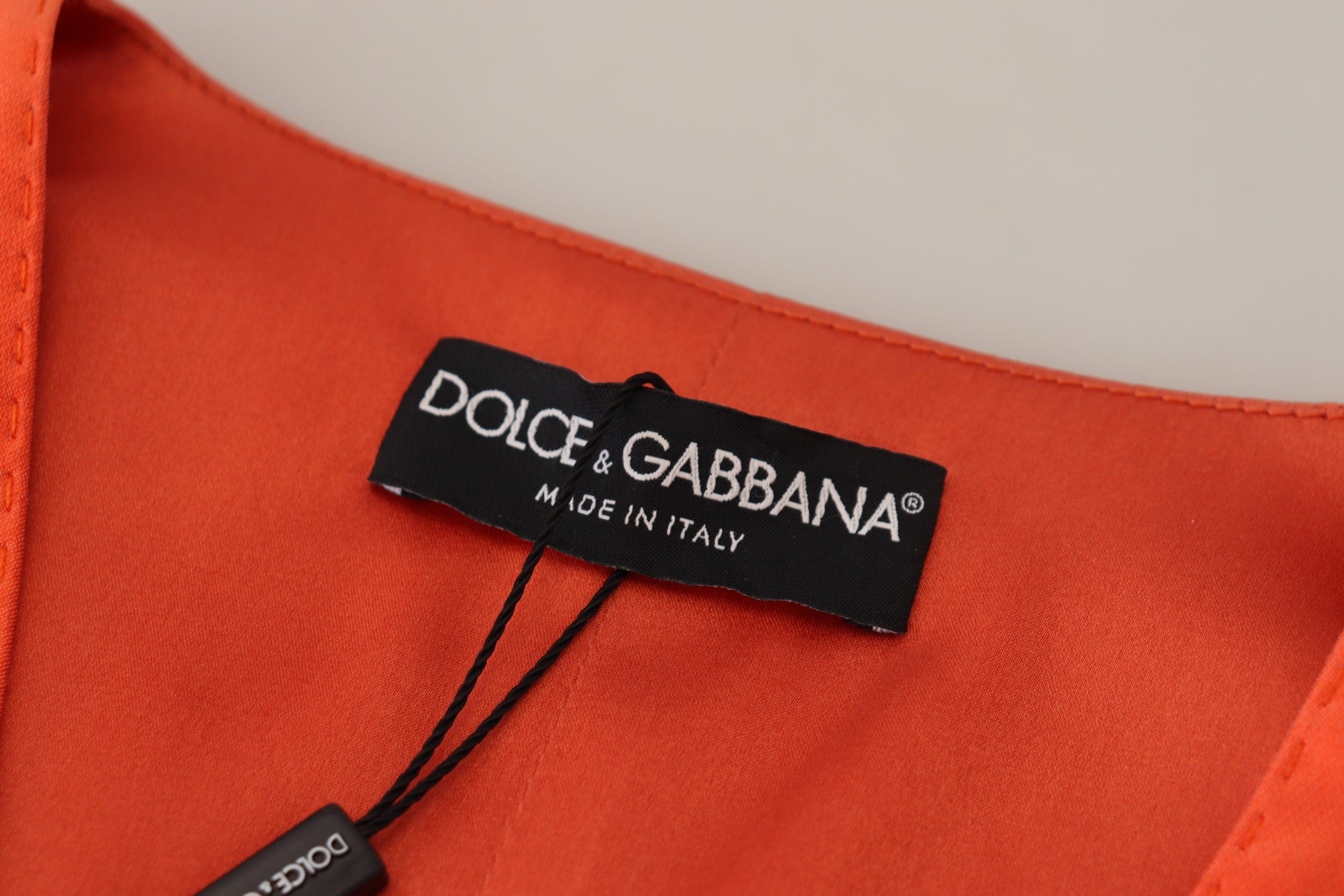 Dolce & Gabbana Orange Sleeveless Waistcoat Cropped Vest Women's Top