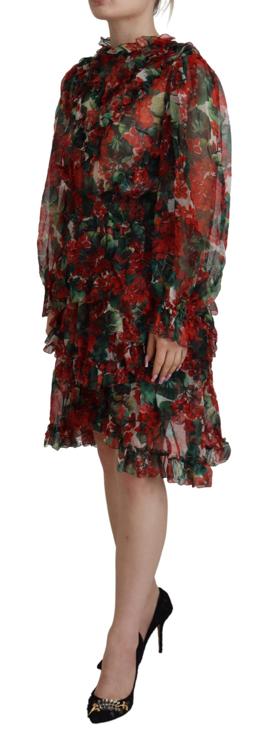 Dolce & Gabbana Multicolor Geranium A-line Knee Length Women's Dress