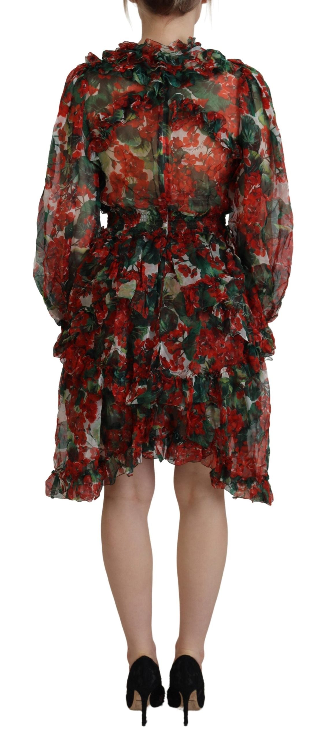 Dolce & Gabbana Multicolor Geranium A-line Knee Length Women's Dress