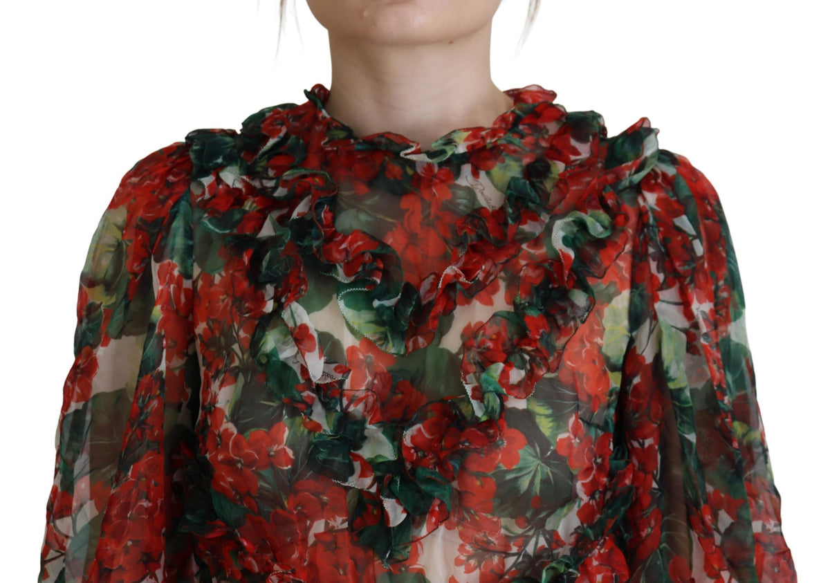 Dolce & Gabbana Multicolor Geranium A-line Knee Length Women's Dress