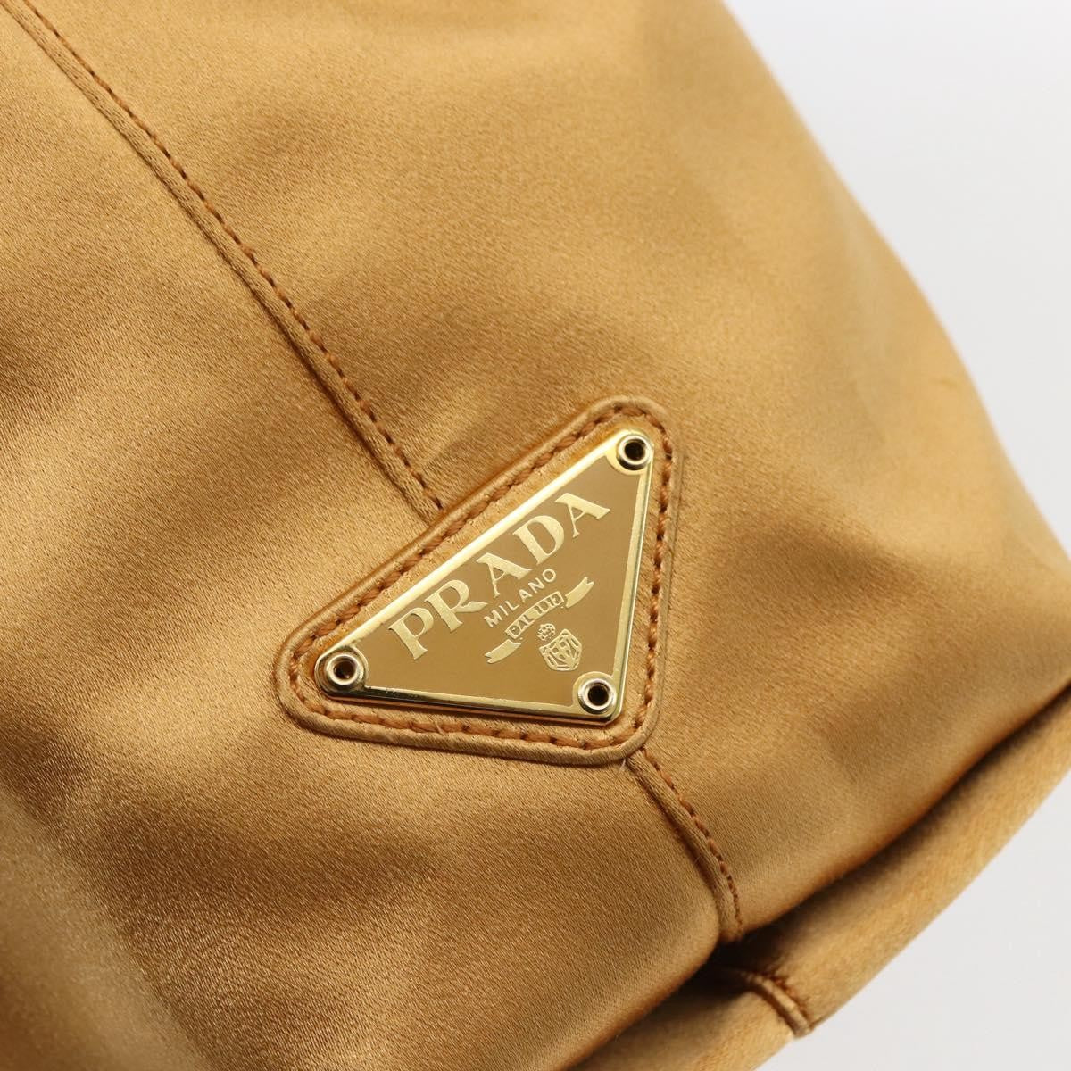 Prada Chain Satin Gold Satin Shoulder Bag Bag (Pre-Owned)