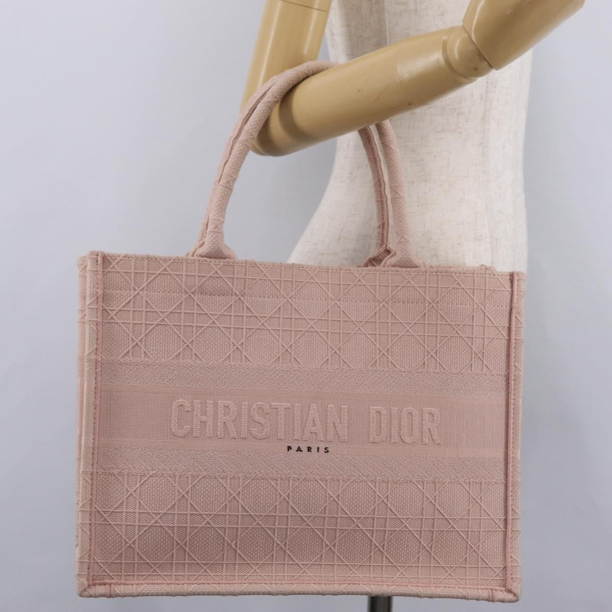 Christian Dior Book Cannage Embroidered Canvas Pink Canvas Tote Bag Bag (Pre-Owned)