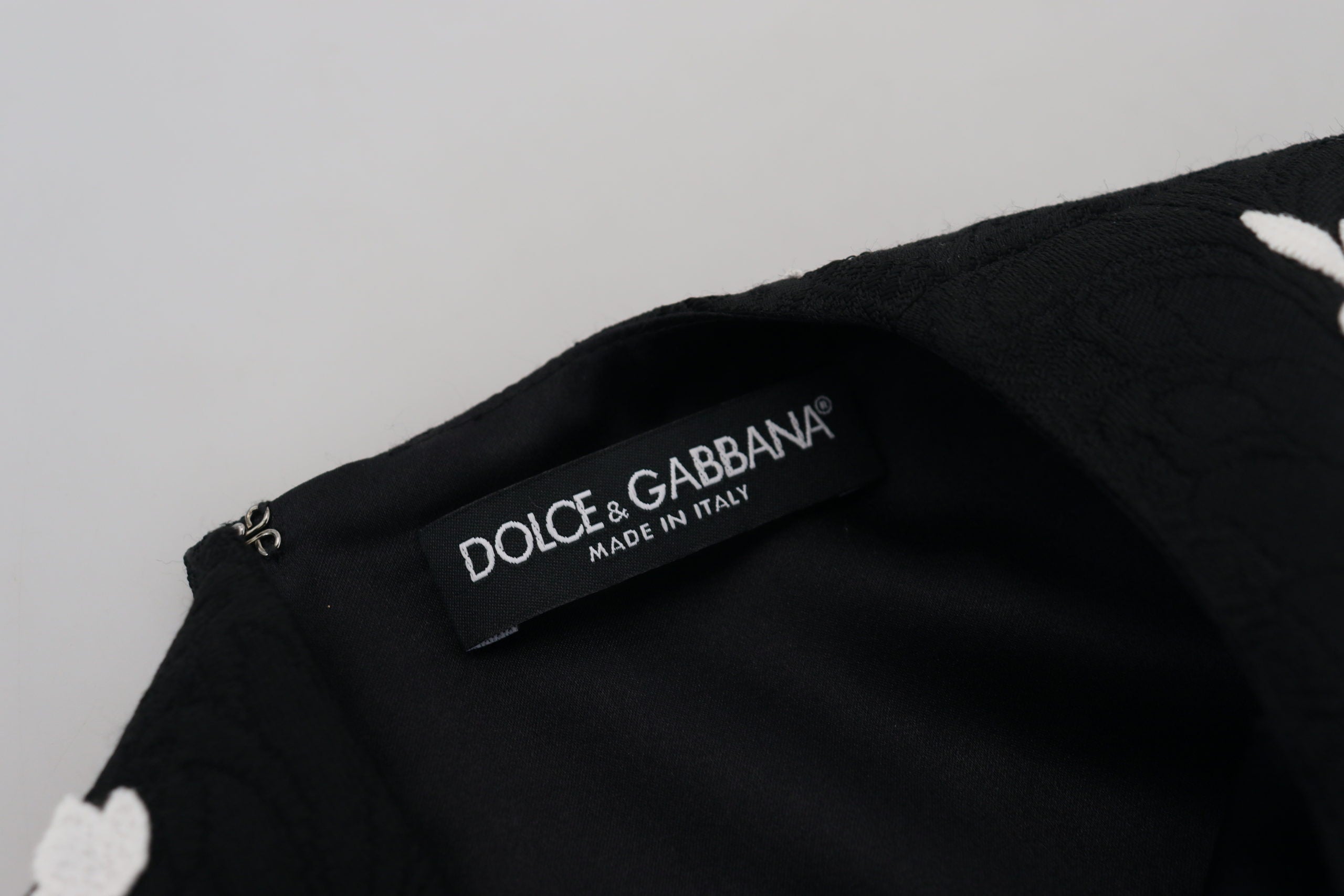 Dolce & Gabbana Black Lace Trim Half Sleeves A-line Women's Dress