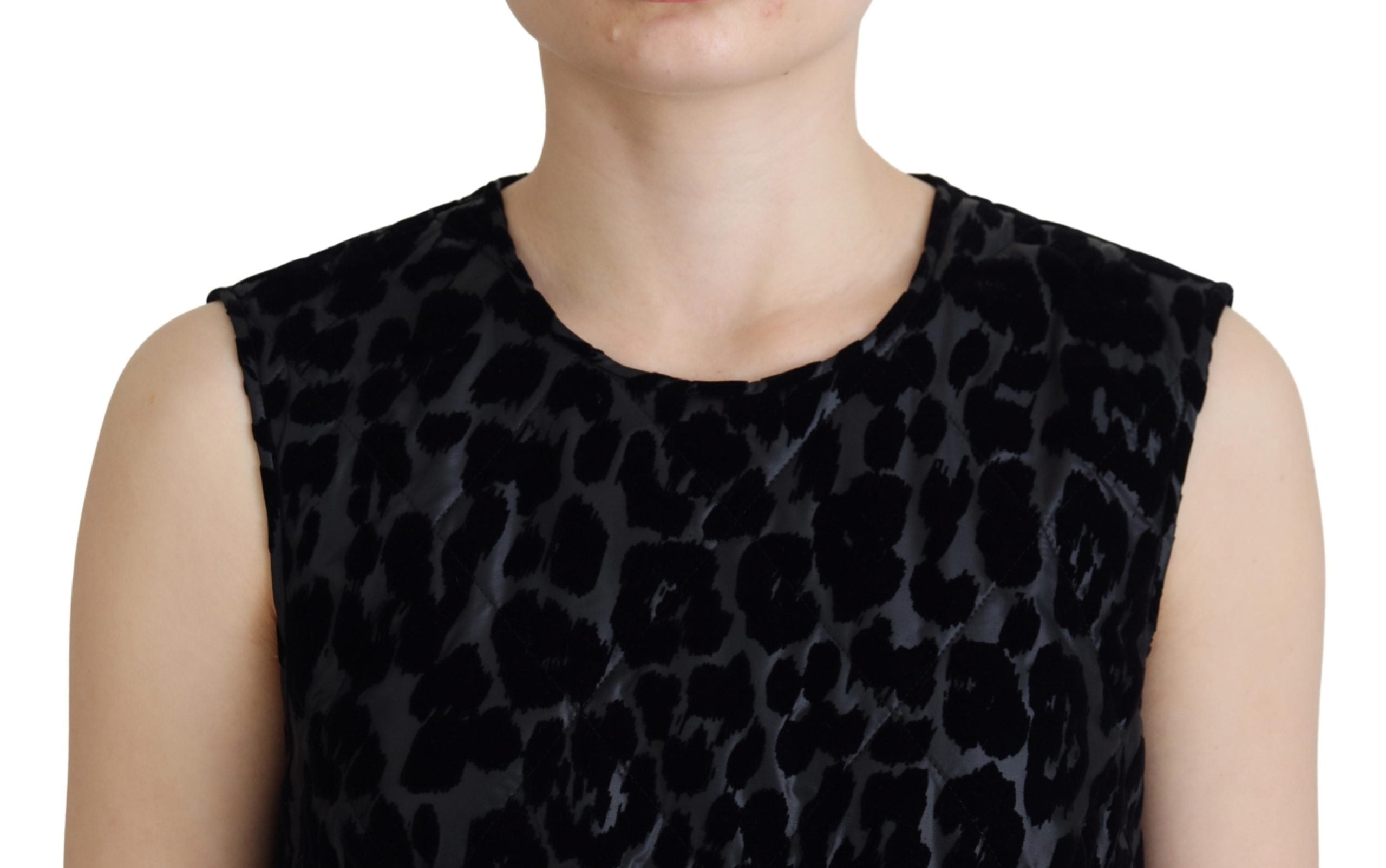 Dolce & Gabbana Black Leopard Shift Mini Polyester Women's Dress