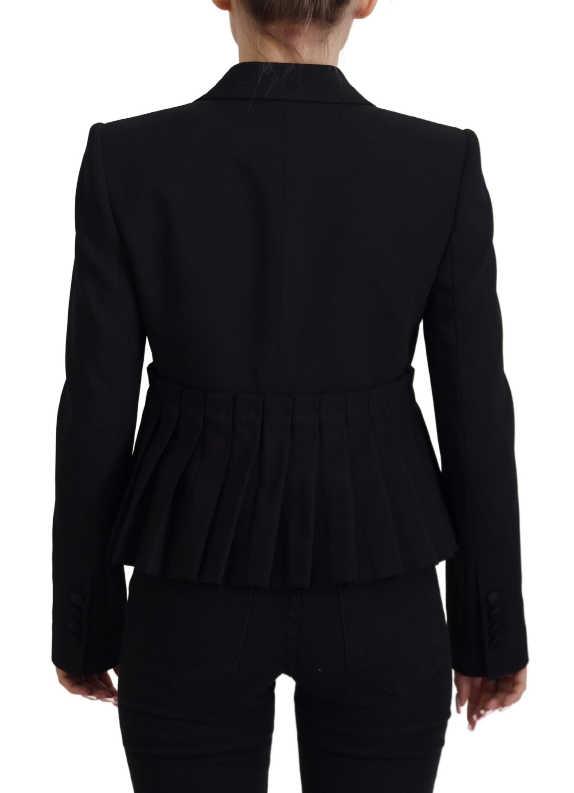 Dolce & Gabbana Black Single Breasted Fit Blazer Wool Women's Jacket