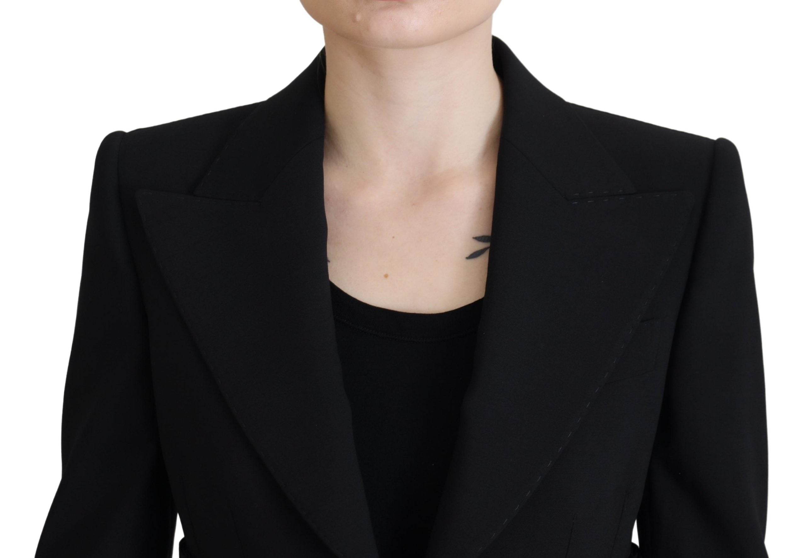 Dolce & Gabbana Black Single Breasted Fit Blazer Wool Women's Jacket