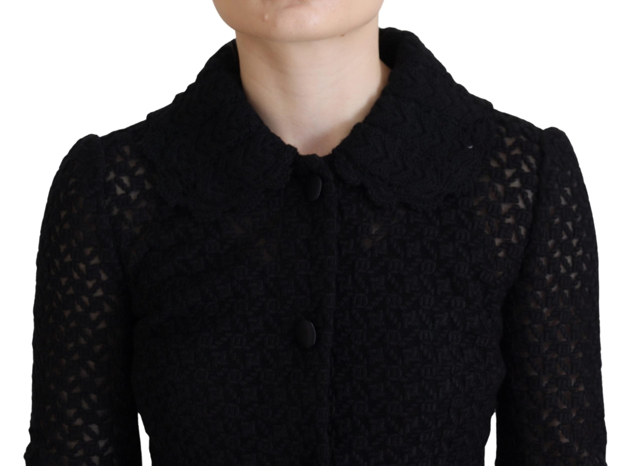 Dolce & Gabbana Black Wool Knitted Button Down Collar Women's Jacket