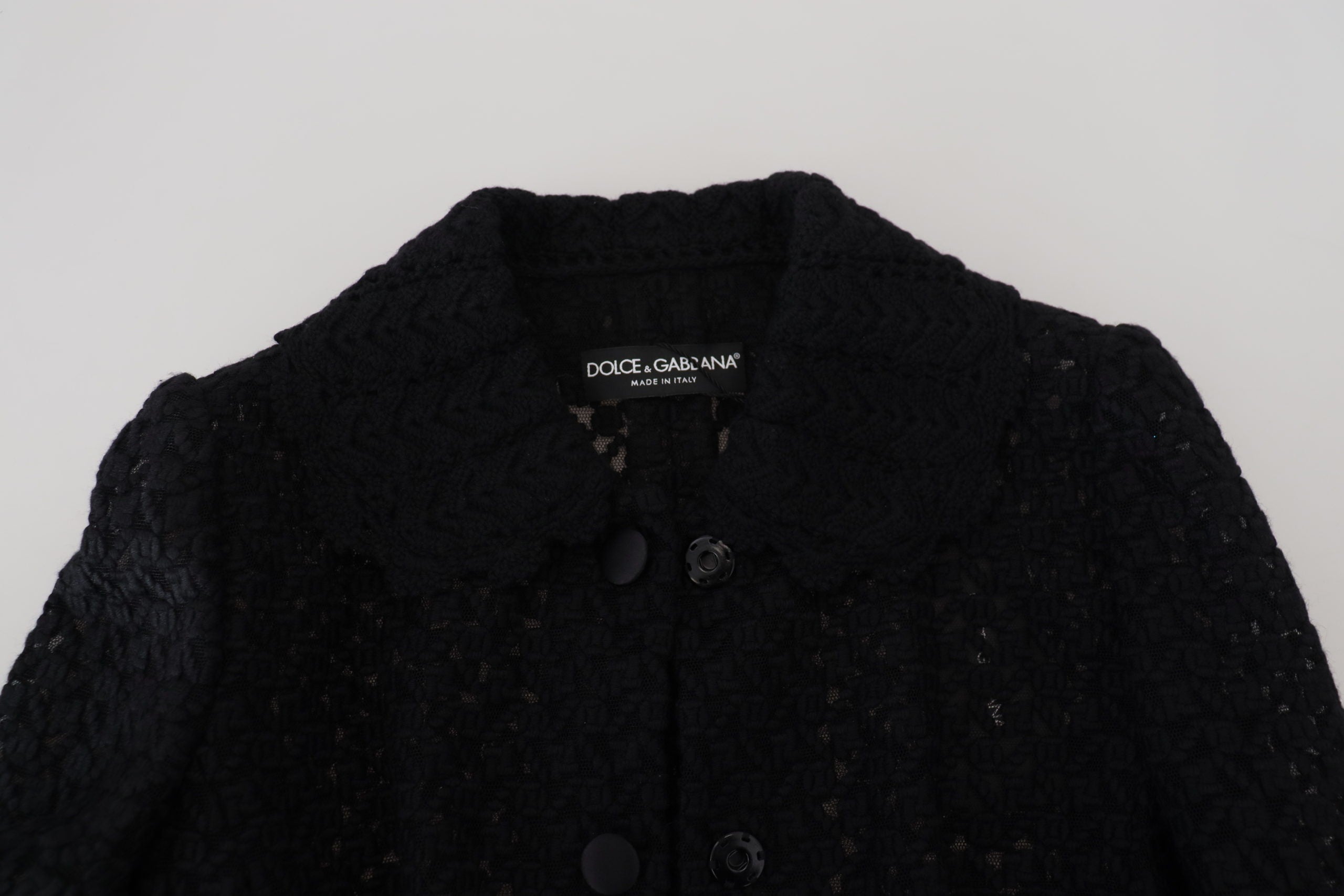 Dolce & Gabbana Black Wool Knitted Button Down Collar Women's Jacket