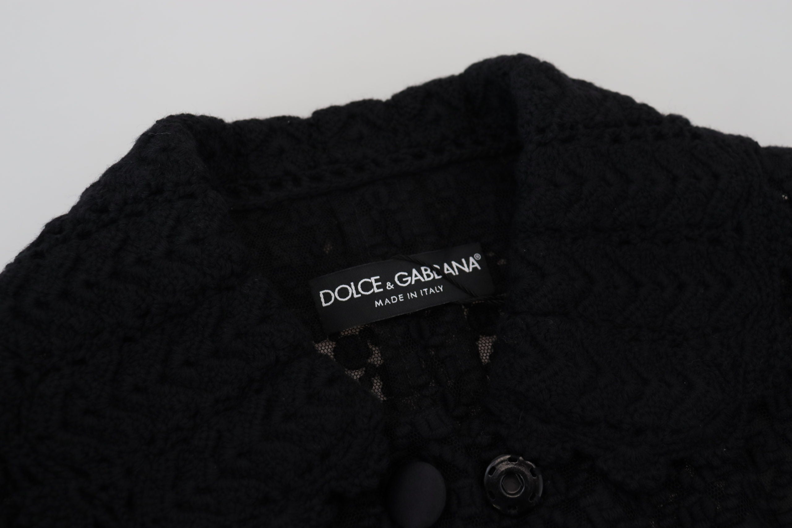 Dolce & Gabbana Black Wool Knitted Button Down Collar Women's Jacket