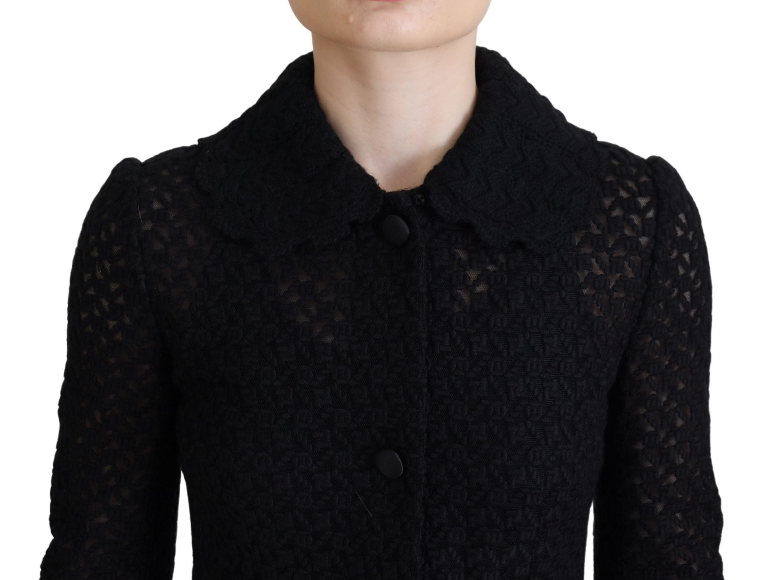 Dolce & Gabbana Black Button Down Long Blazer Cotton Women's Jacket