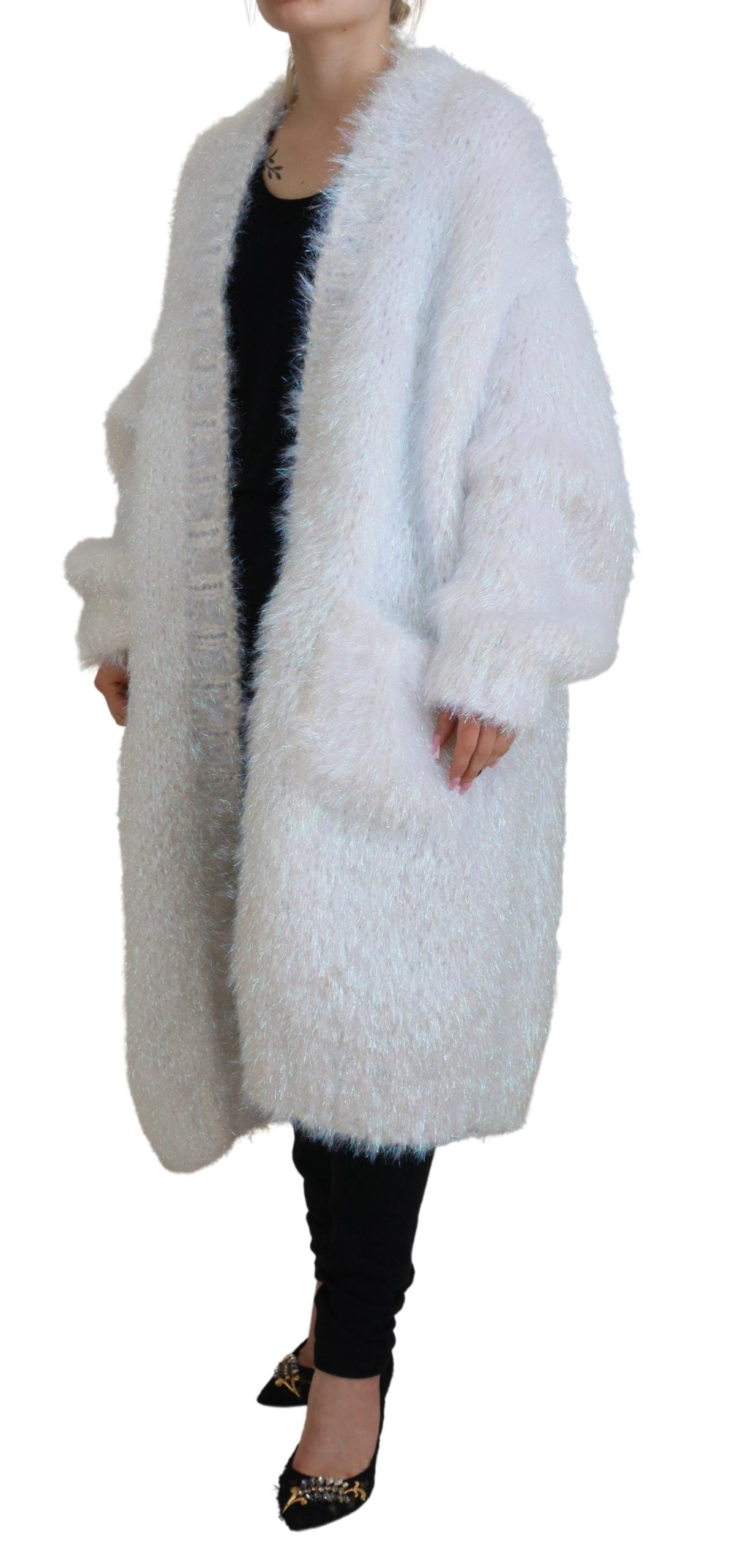 Dolce & Gabbana White Long Sleeves Fringes Cardigan Women's Jacket