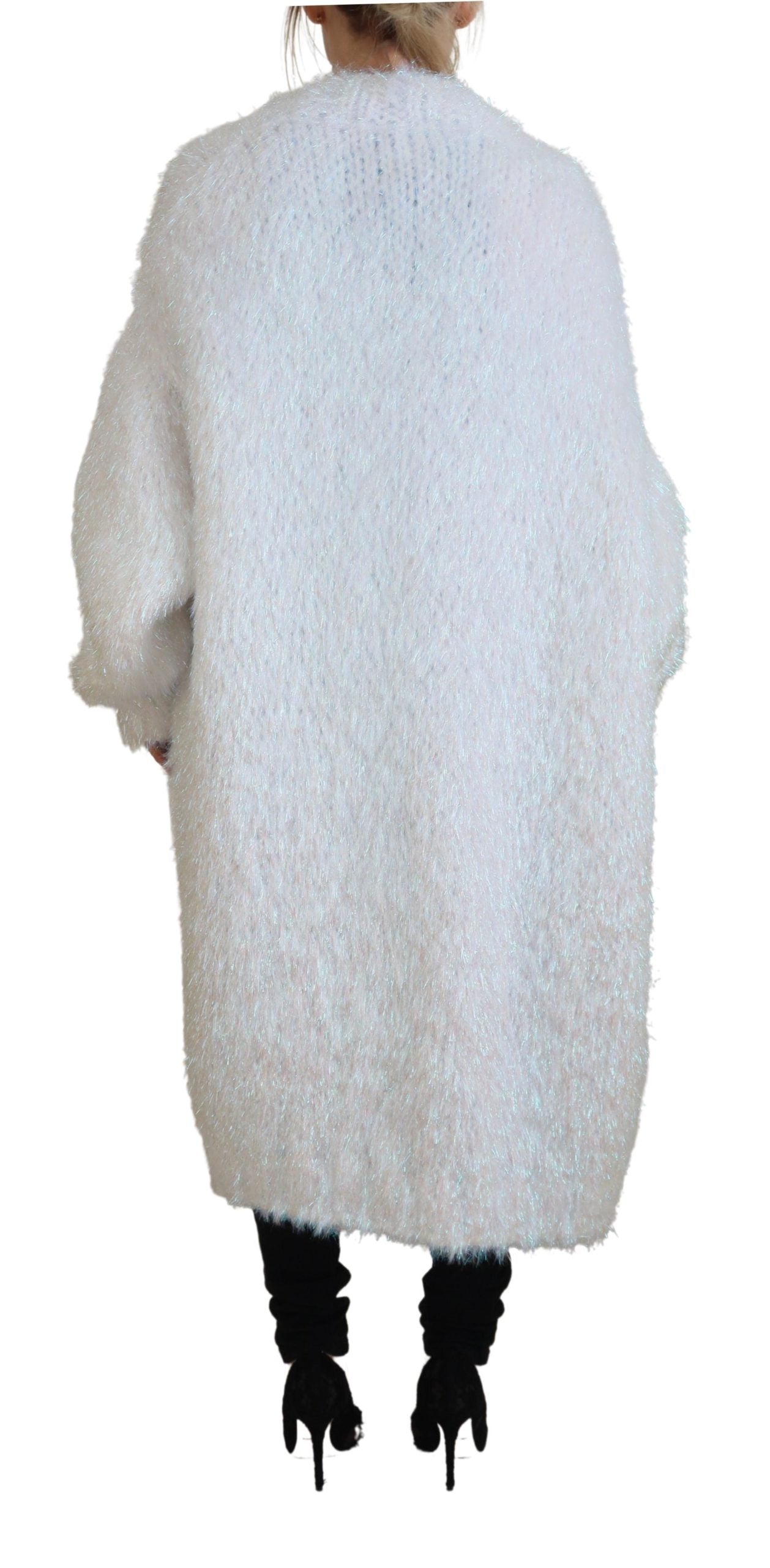 Dolce & Gabbana White Long Sleeves Fringes Cardigan Women's Jacket