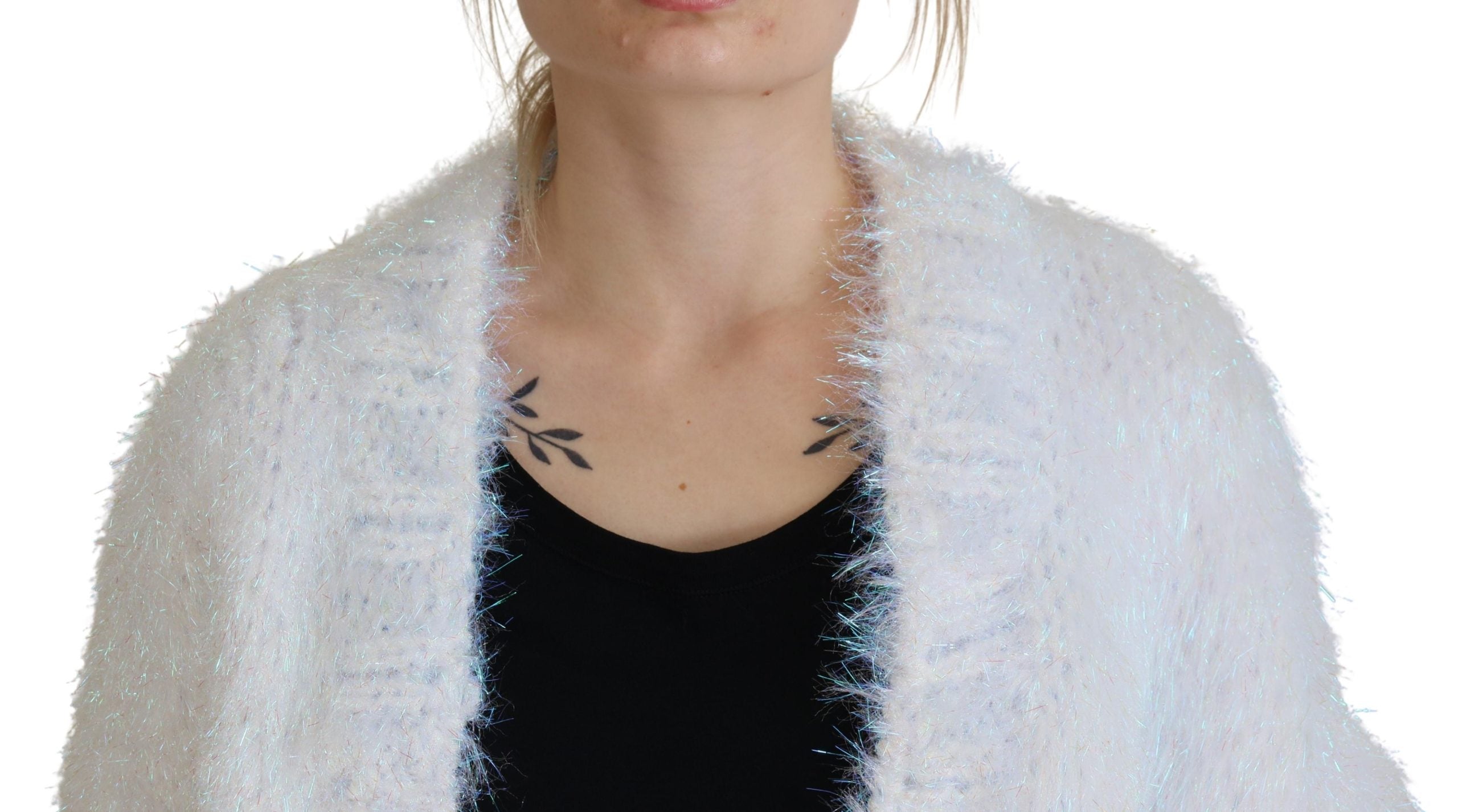 Dolce & Gabbana White Long Sleeves Fringes Cardigan Women's Jacket