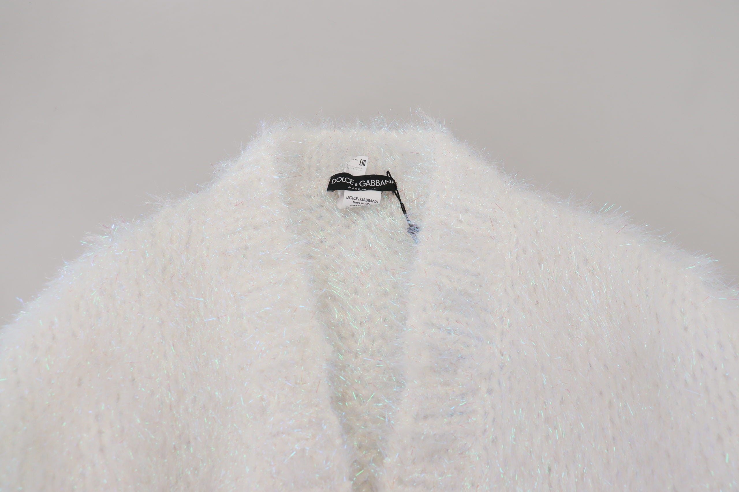 Dolce & Gabbana White Long Sleeves Fringes Cardigan Women's Jacket
