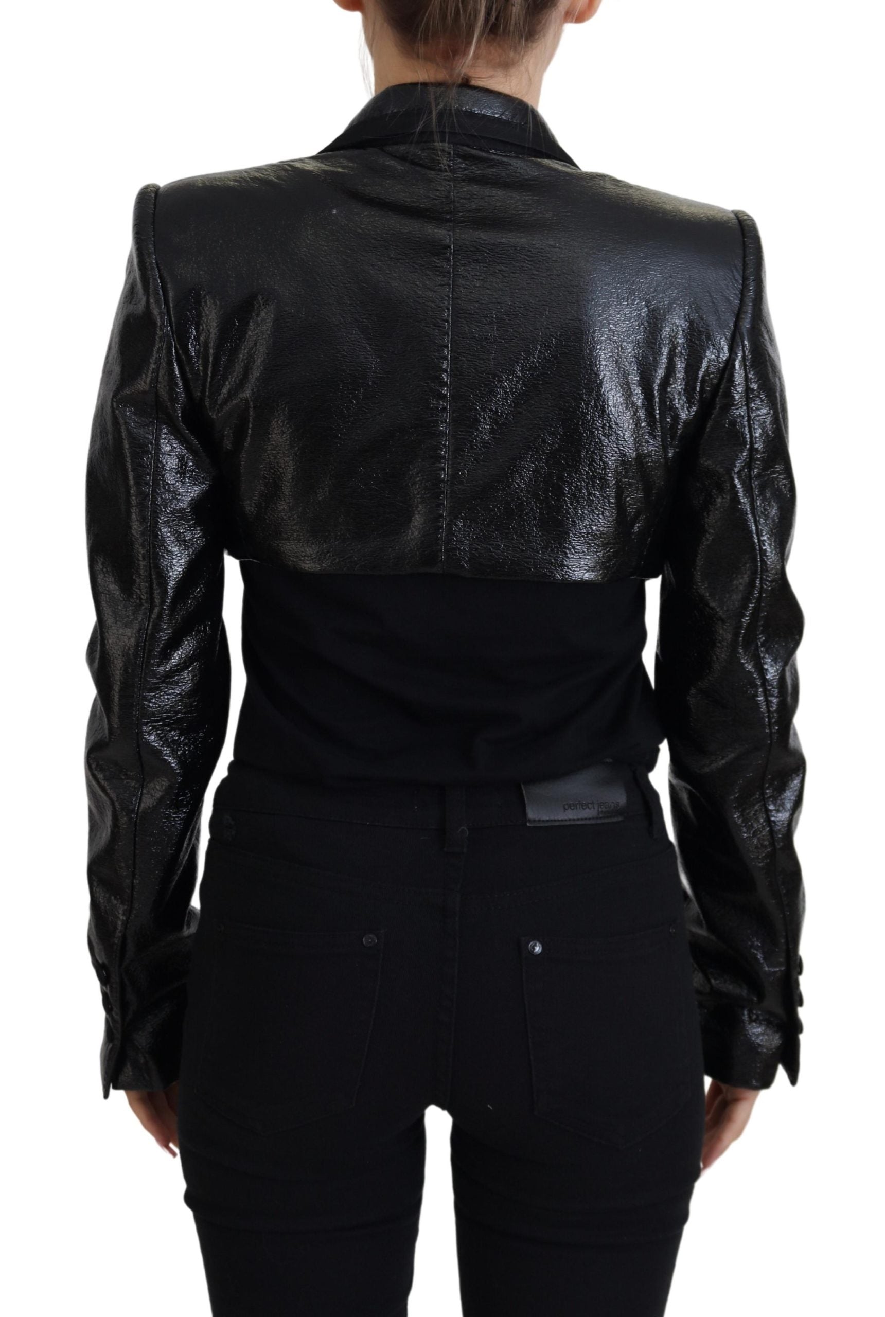 Dolce & Gabbana Black Long Sleeves Crop Blazer Cotton Women's Jacket