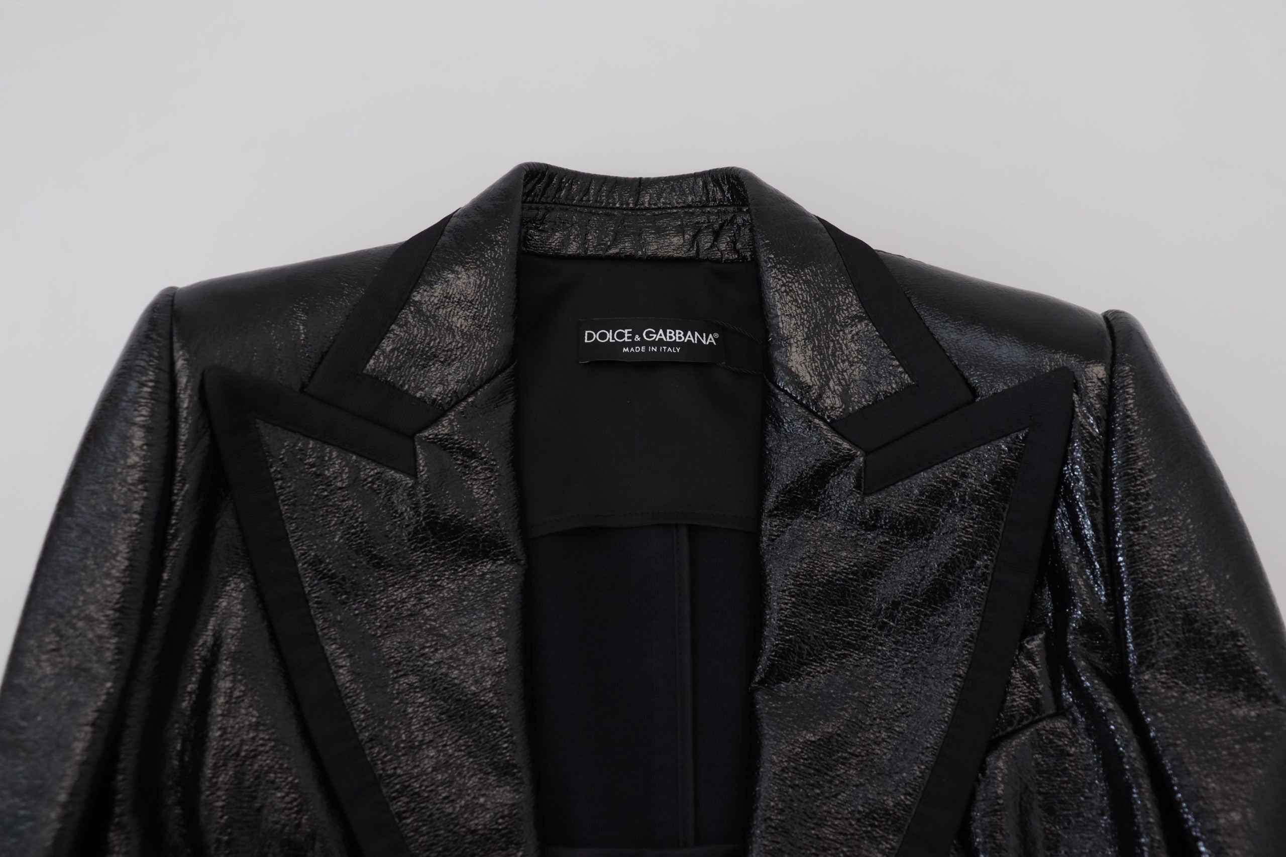 Dolce & Gabbana Black Long Sleeves Crop Blazer Cotton Women's Jacket