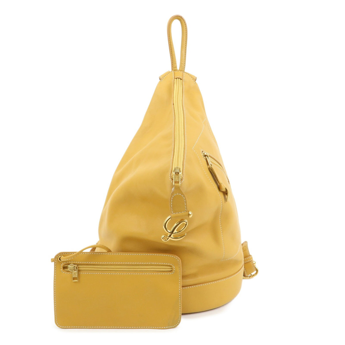 Loewe Anton Leather Yellow Leather Backpack Bag (Pre-Owned)