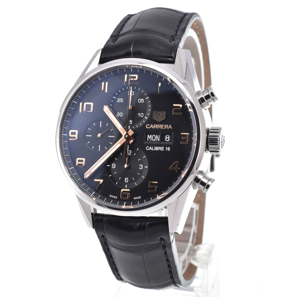 Tag Heuer Carrera Caliber 16 Chronograph Date Automatic Stainless Steel With Leather Watch (Pre-Owned)