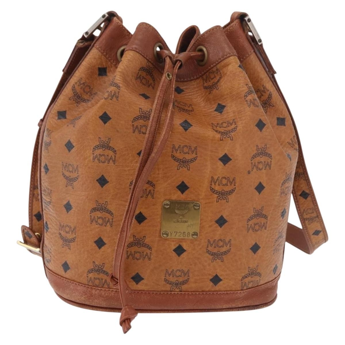 MCM Drawstring Leather Brown Leather Shoulder Bag Bag (Pre-Owned)